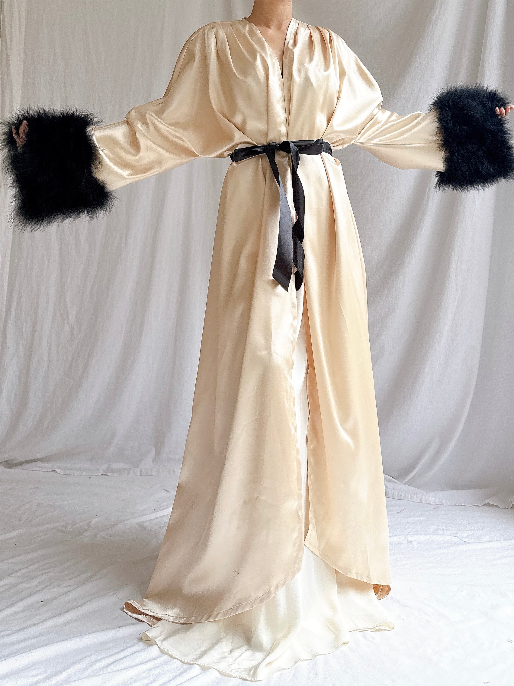 Vintage Marabou Trimmed Duster - OSFM