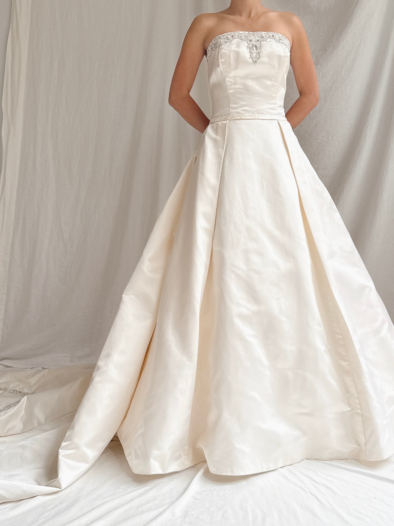 Vintage Strapless Silk Gown - S