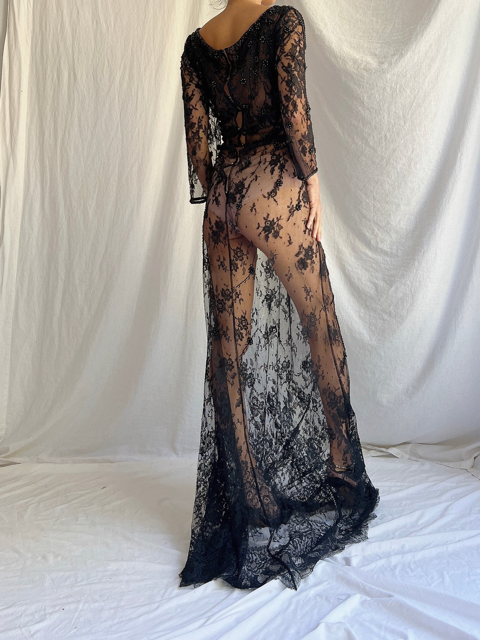 Vintage Bob Mackie Silk Lace Dress - M/L