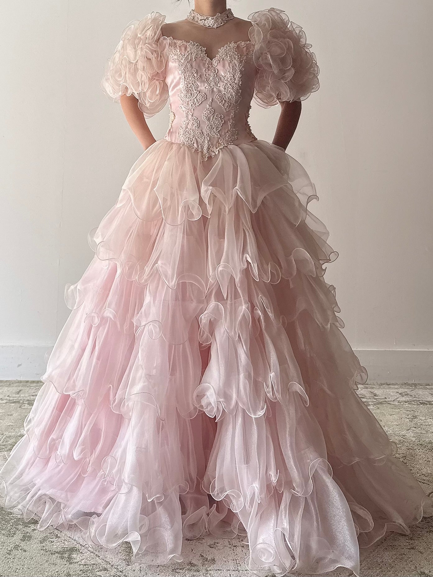 Vintage 1980s Pink Ruffled Dress - XS/S