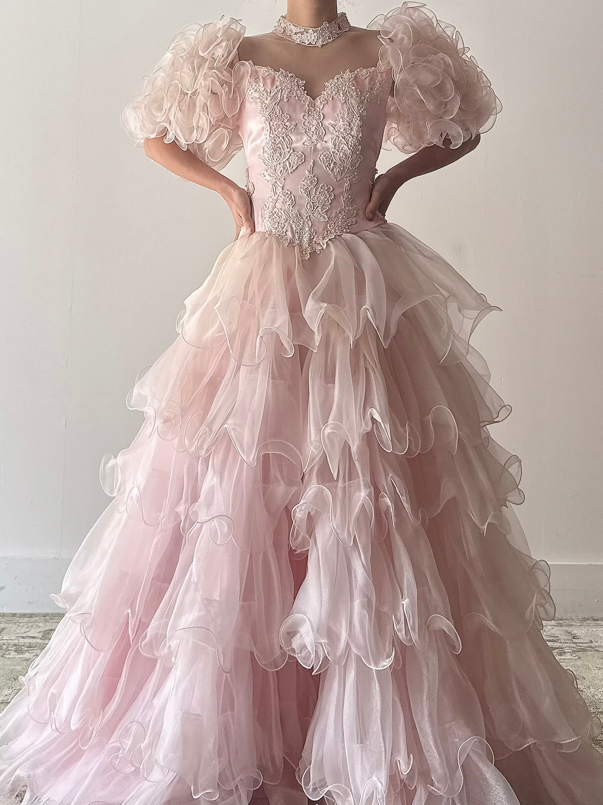 Vintage 1980s Pink Ruffled Dress - XS/S
