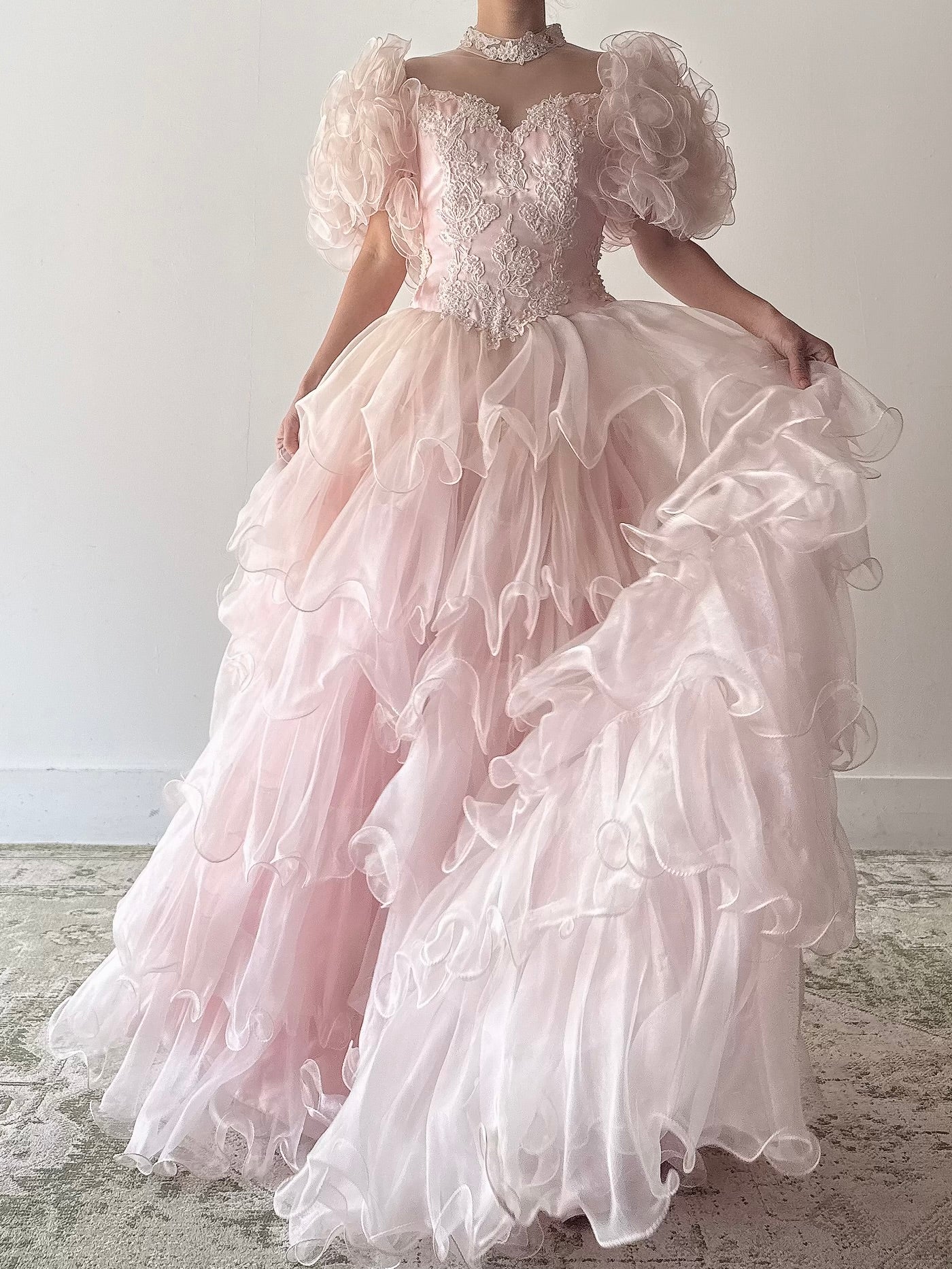 Vintage 1980s Pink Ruffled Dress - XS/S