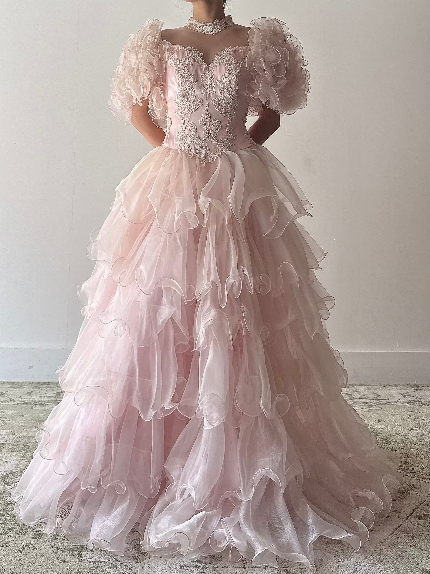 Vintage 1980s Pink Ruffled Dress - XS/S