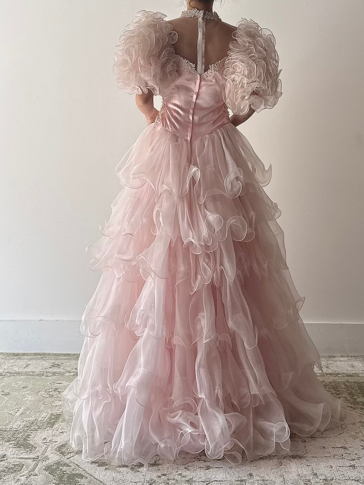 Vintage 1980s Pink Ruffled Dress - XS/S