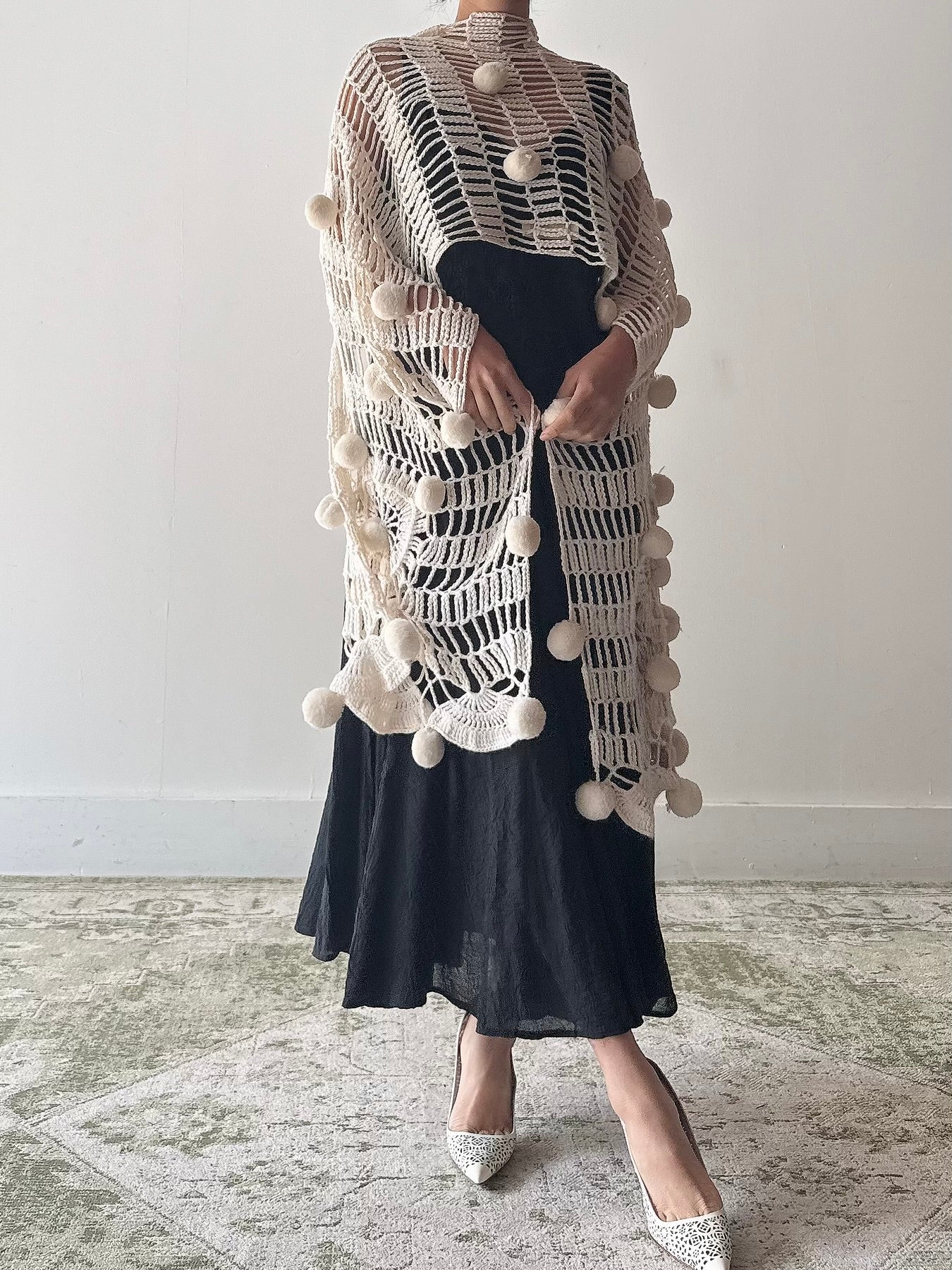 Vintage Acrylic Knit Shawl