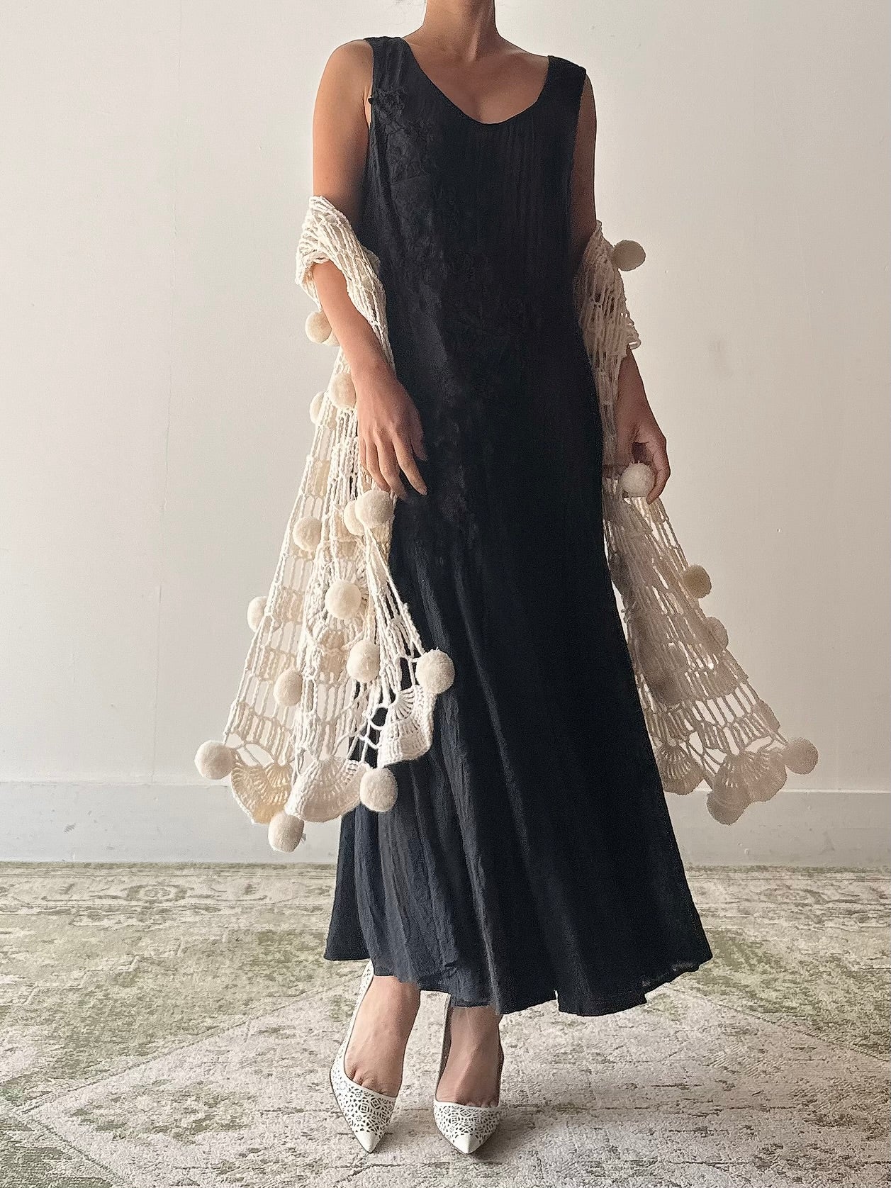 Vintage Acrylic Knit Shawl