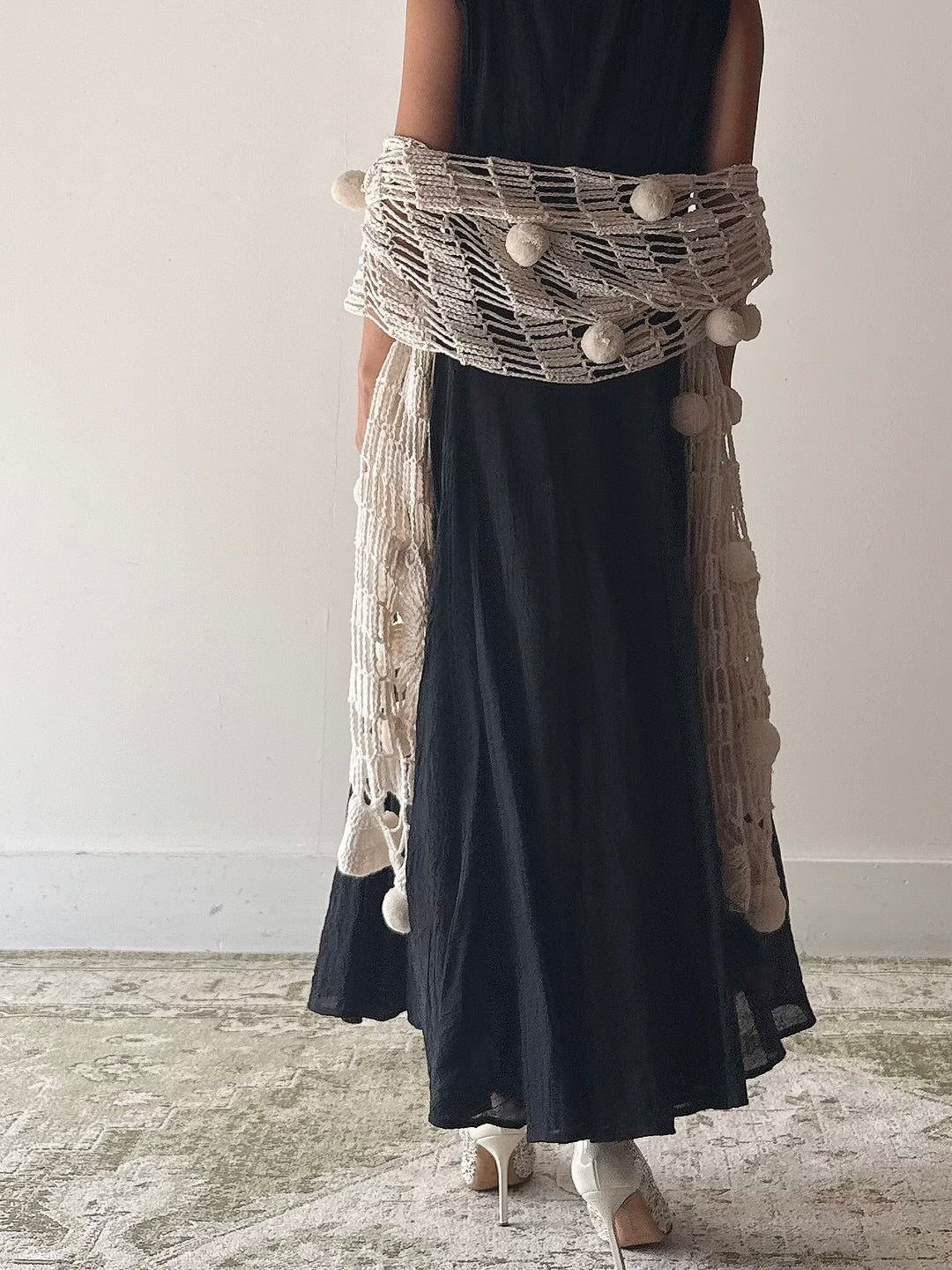 Vintage Acrylic Knit Shawl