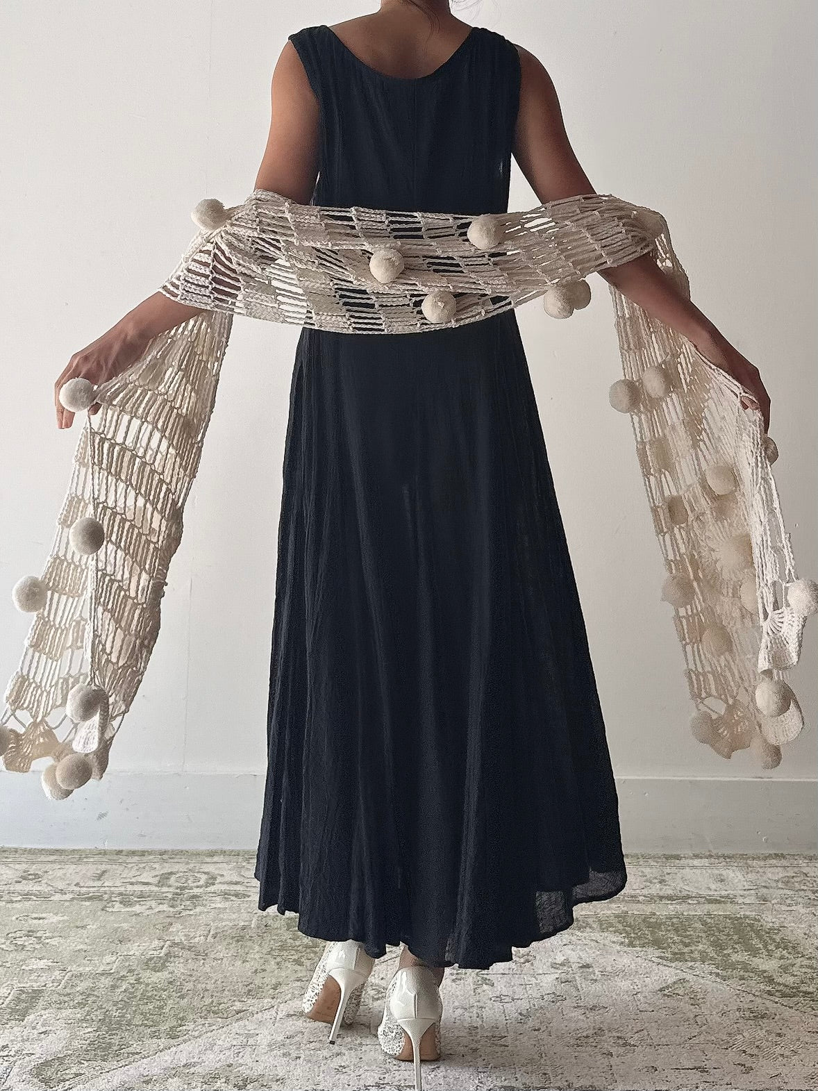 Vintage Acrylic Knit Shawl