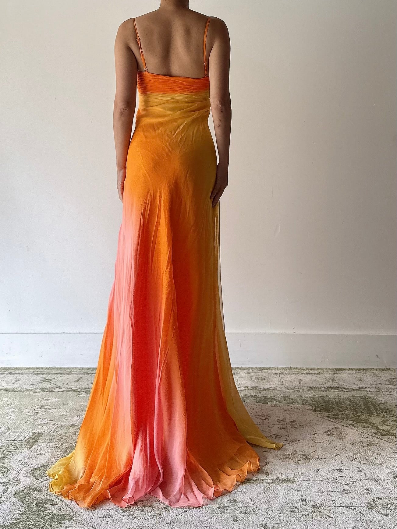 Vintage Cache Silk Orange Beaded Dress - M