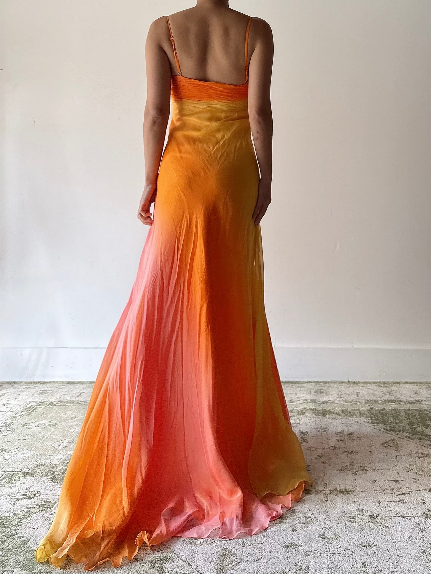 Vintage Cache Silk Orange Beaded Dress - M