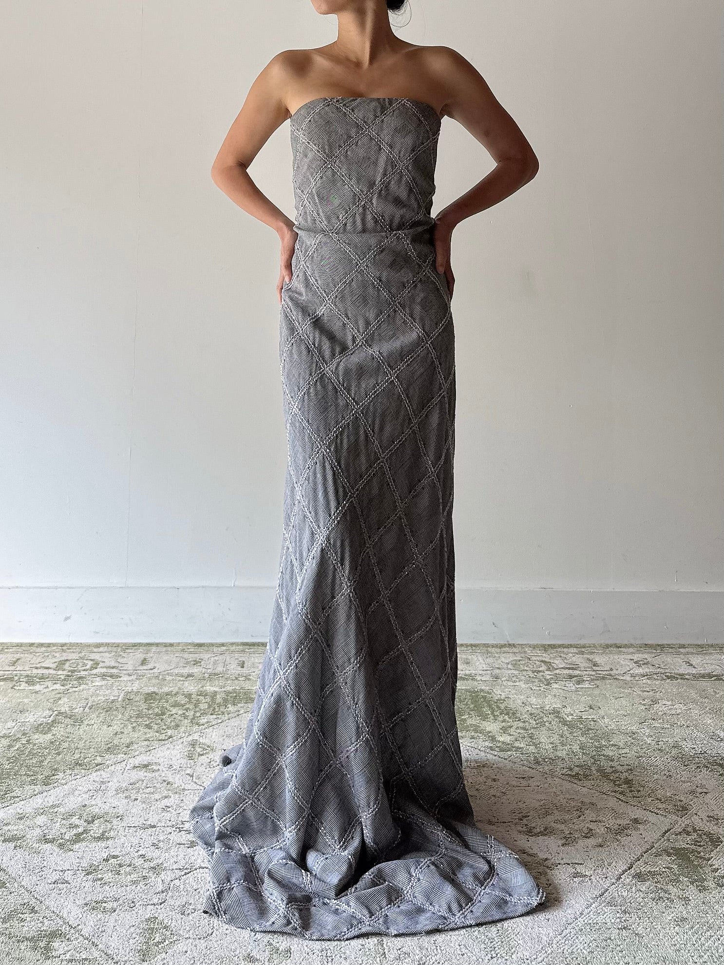 Vintage Bellville Sassoon Plaid Strapless Dress - L