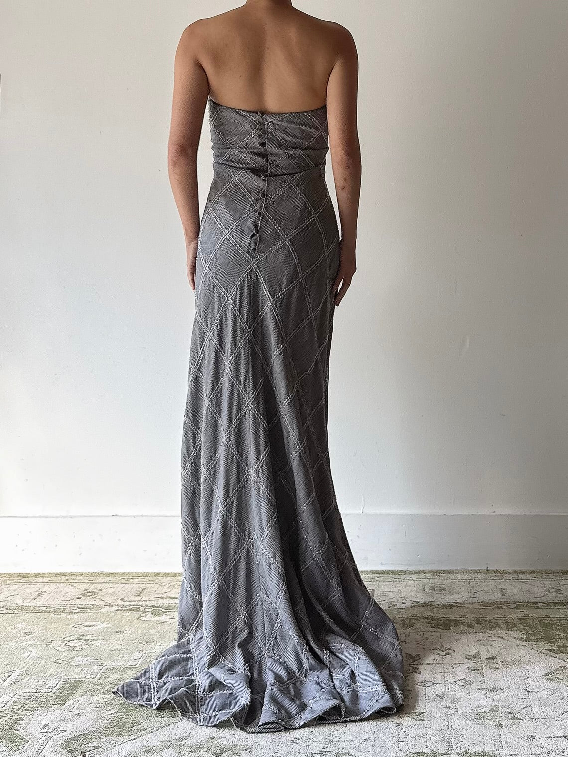 Vintage Bellville Sassoon Plaid Strapless Dress - L