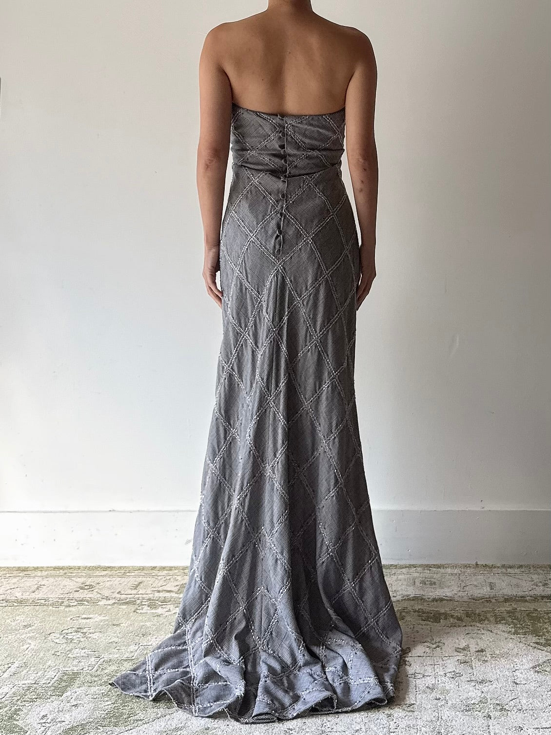 Vintage Bellville Sassoon Plaid Strapless Dress - L