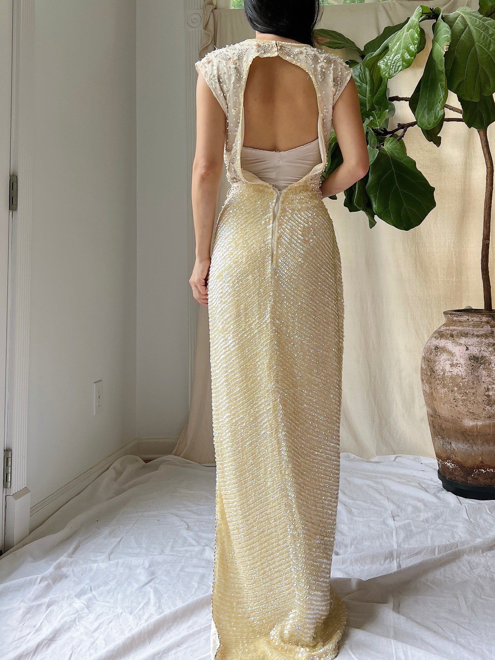 1980s Silk Beaded Gown - M/8