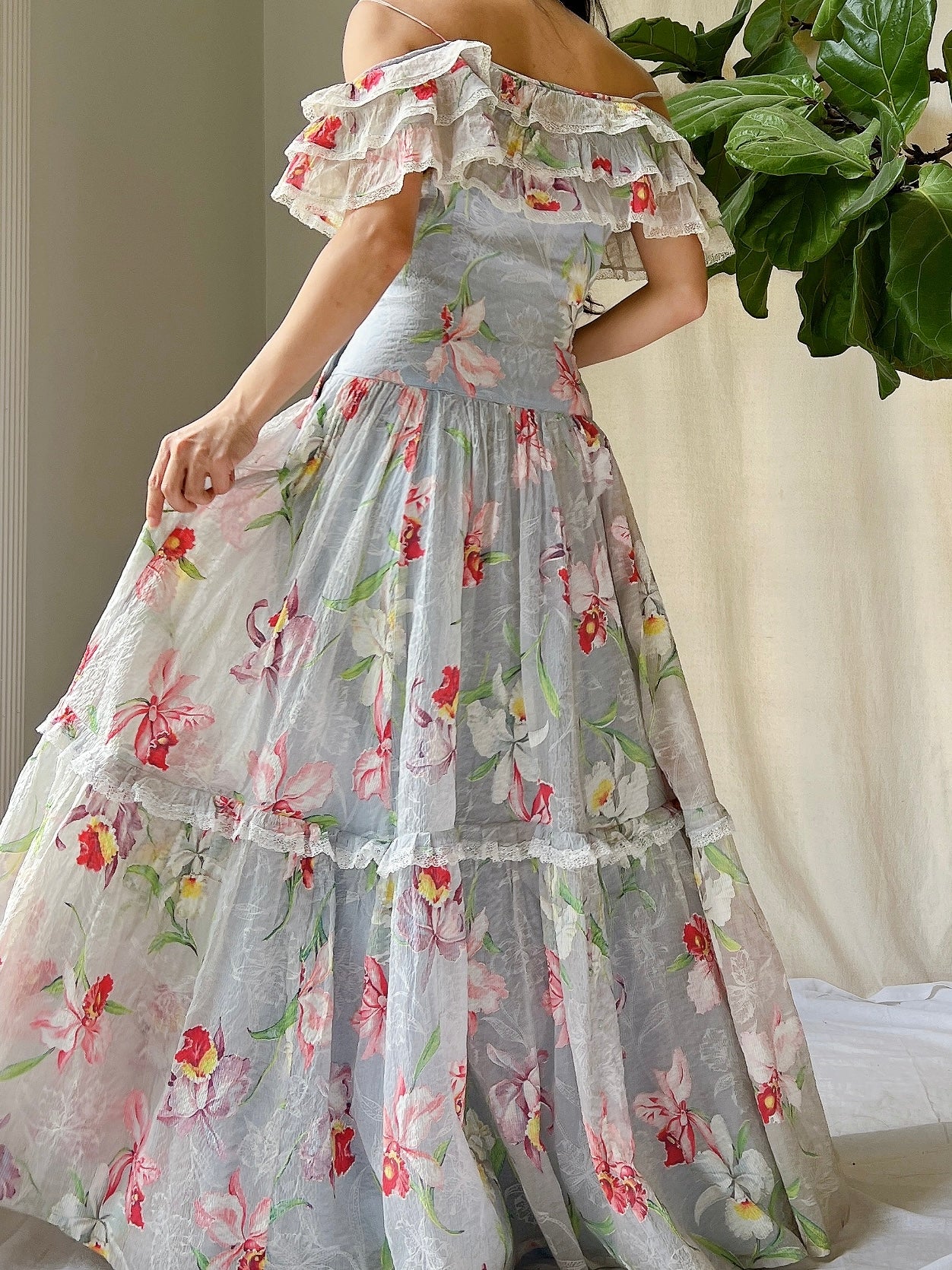 1940s Crinkle Organdy Orchid Dress - S
