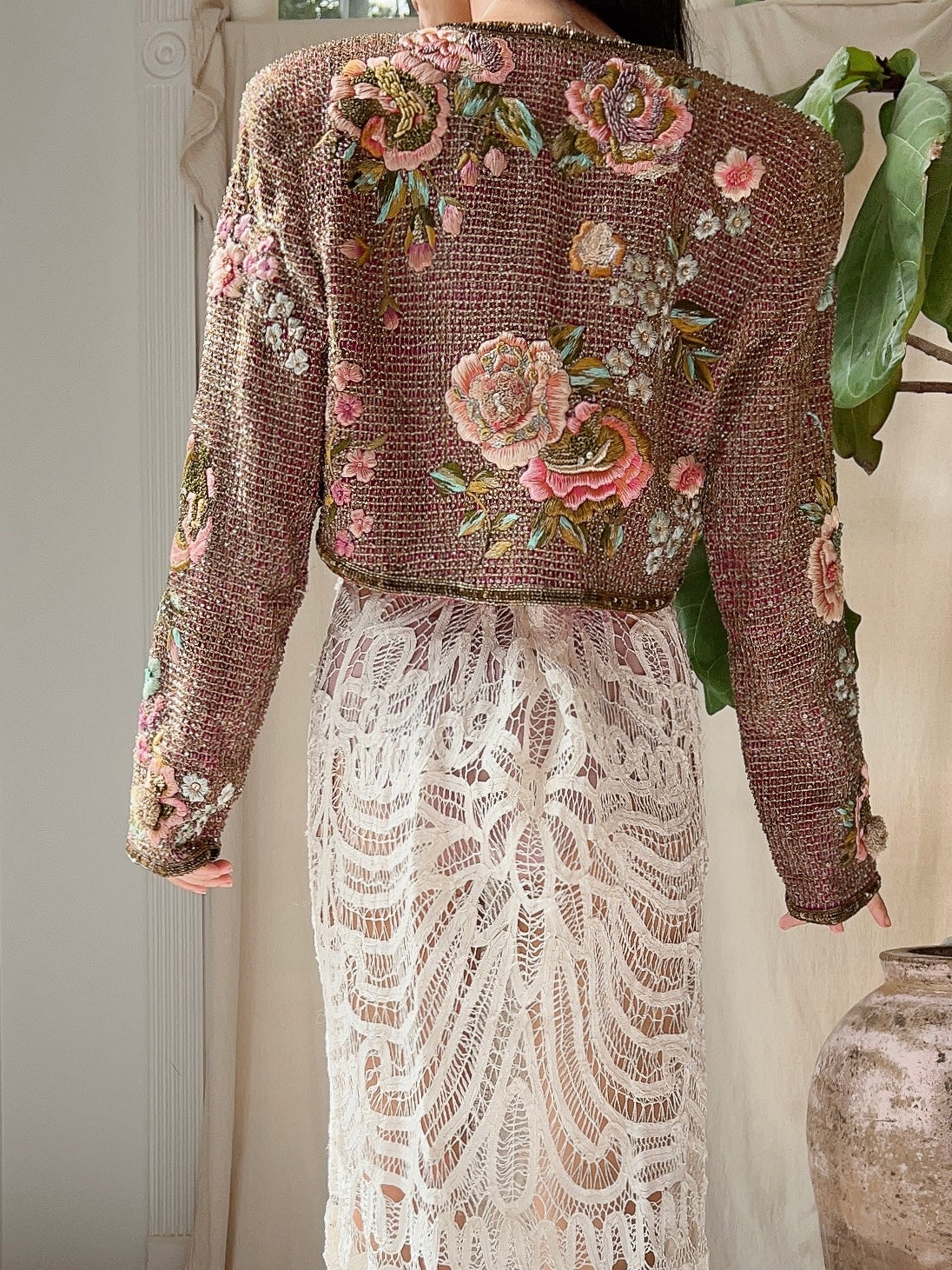 Vintage Couture Hand-Embroidered Beaded Jacket - S