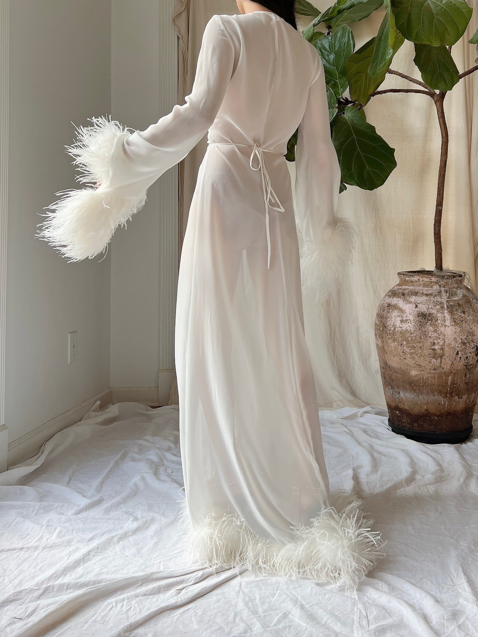Chiffon Feathered Dressing Gown - OSFM