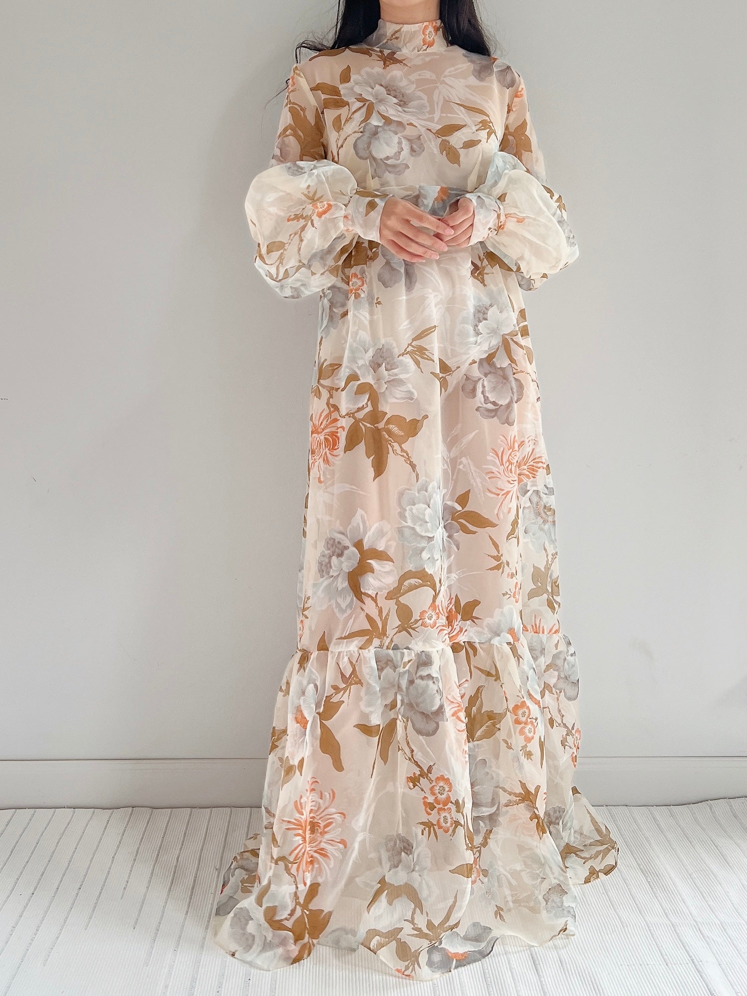 sheer voile dress Women's Leonetta Tent Sheer Voile Mini Dress XS/S/M/L/XL/Customize Cream Beige MEAN BLVD Cream Beige / XL