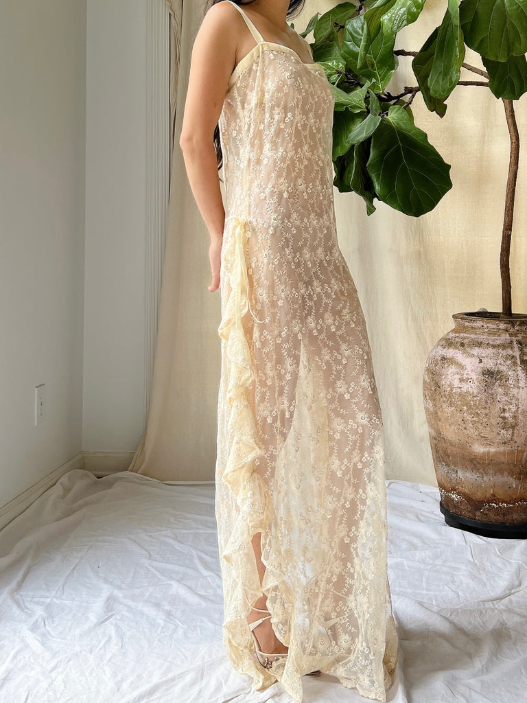 Sheer Ruffles Garments Vintage Sheer Ruffle Dress - M | G O S S A M E R
