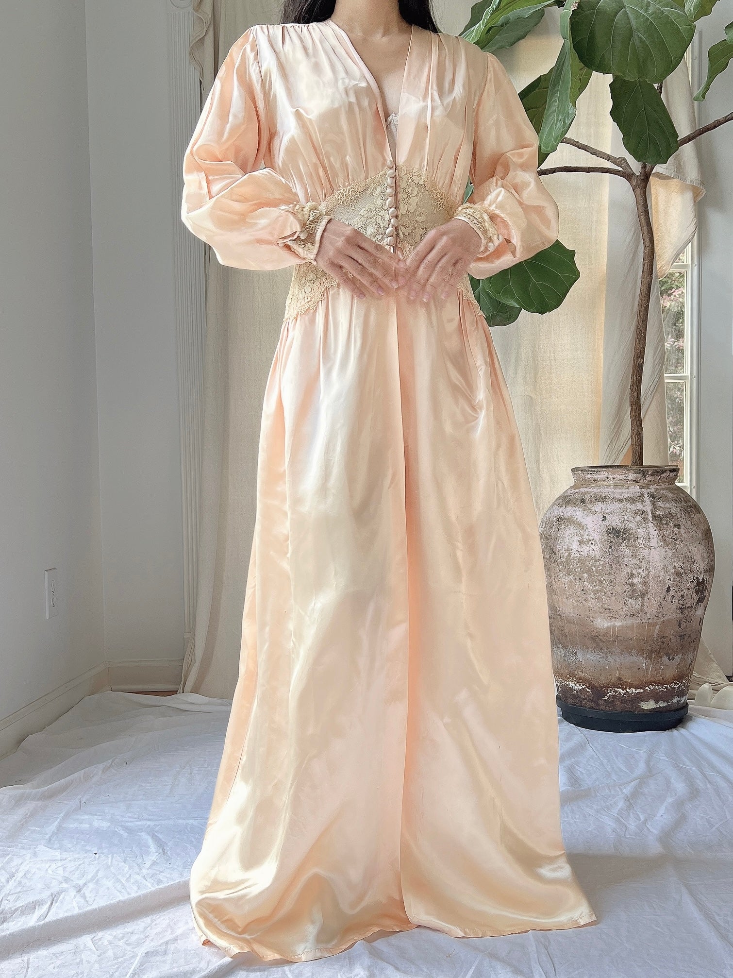 peaches and cream dressing gown Barbie x Unique Vintage Peaches N Cream Chiffon Dress XL/14-16