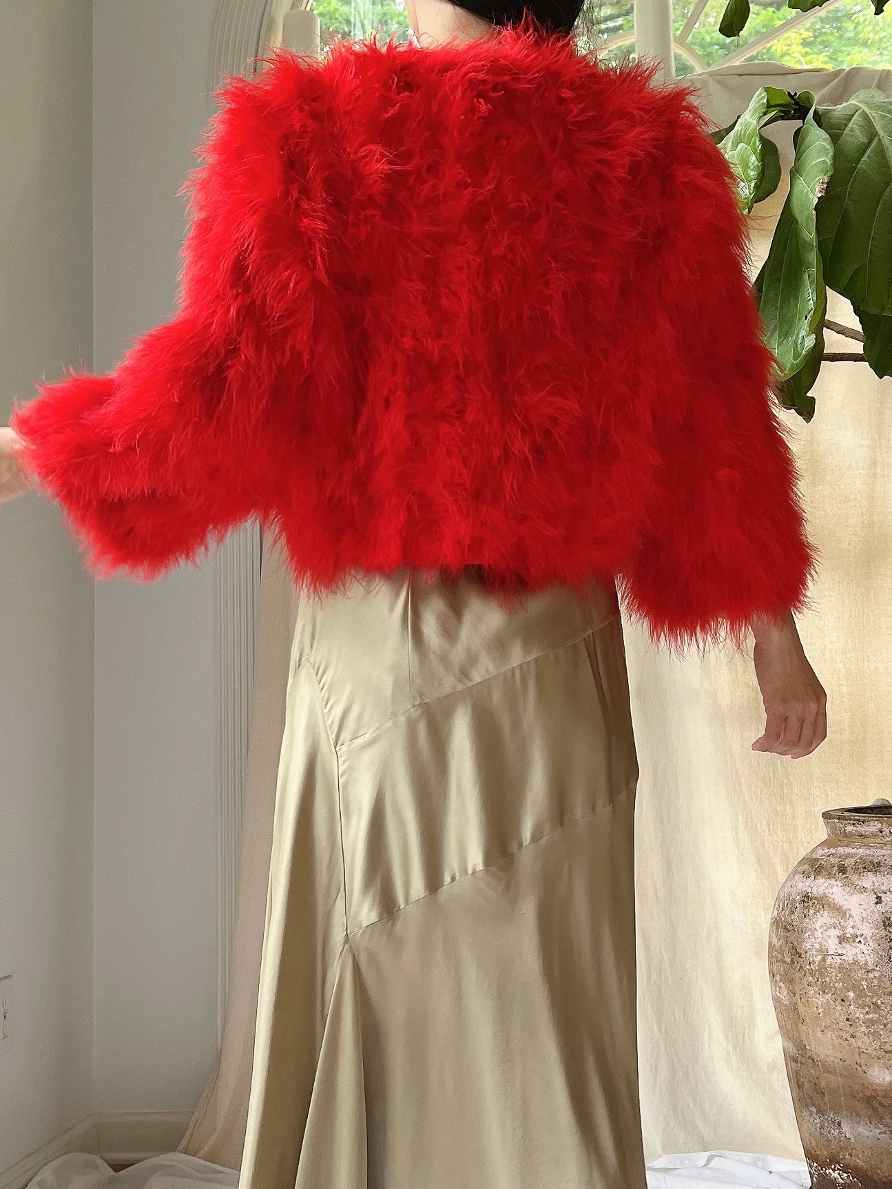Vintage Red Feather Jacket - S
