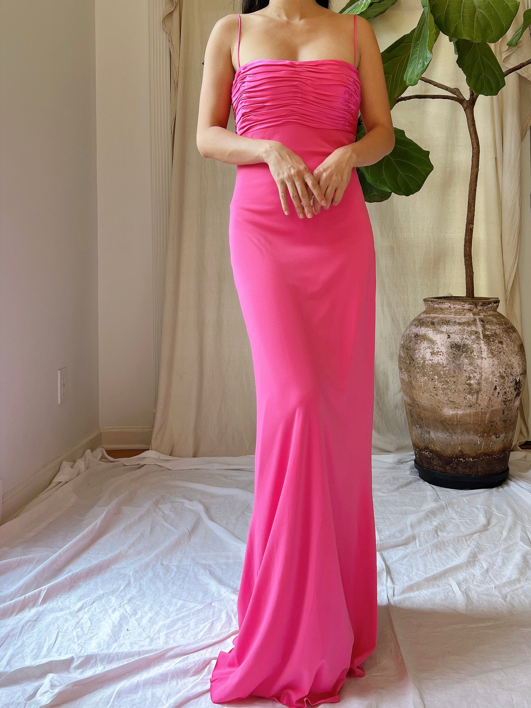 1990s Hot Pink Jersey Dress - XS/2