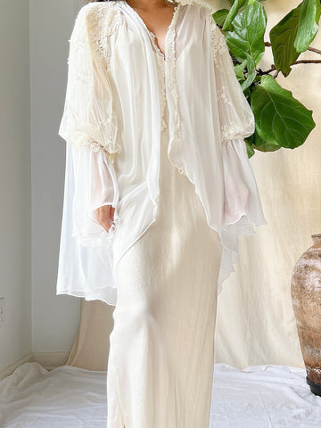 Vintage Puff Sleeve Chiffon Duster - OSFM