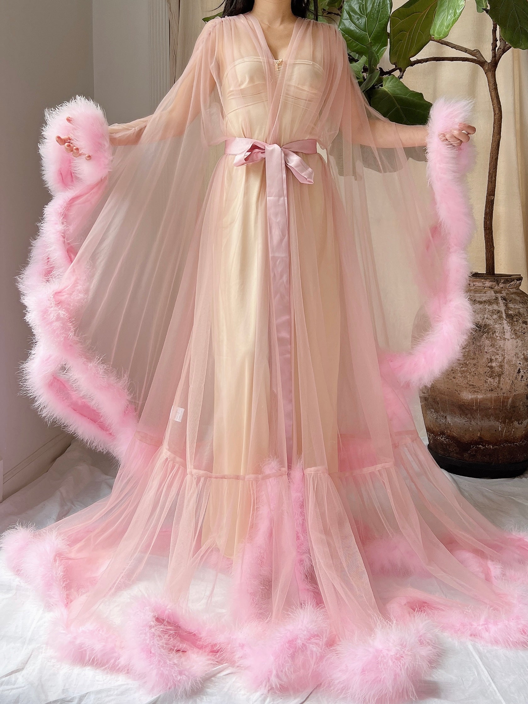 pink marabou dress Sugar Thrillz Marabou Babydoll Dress