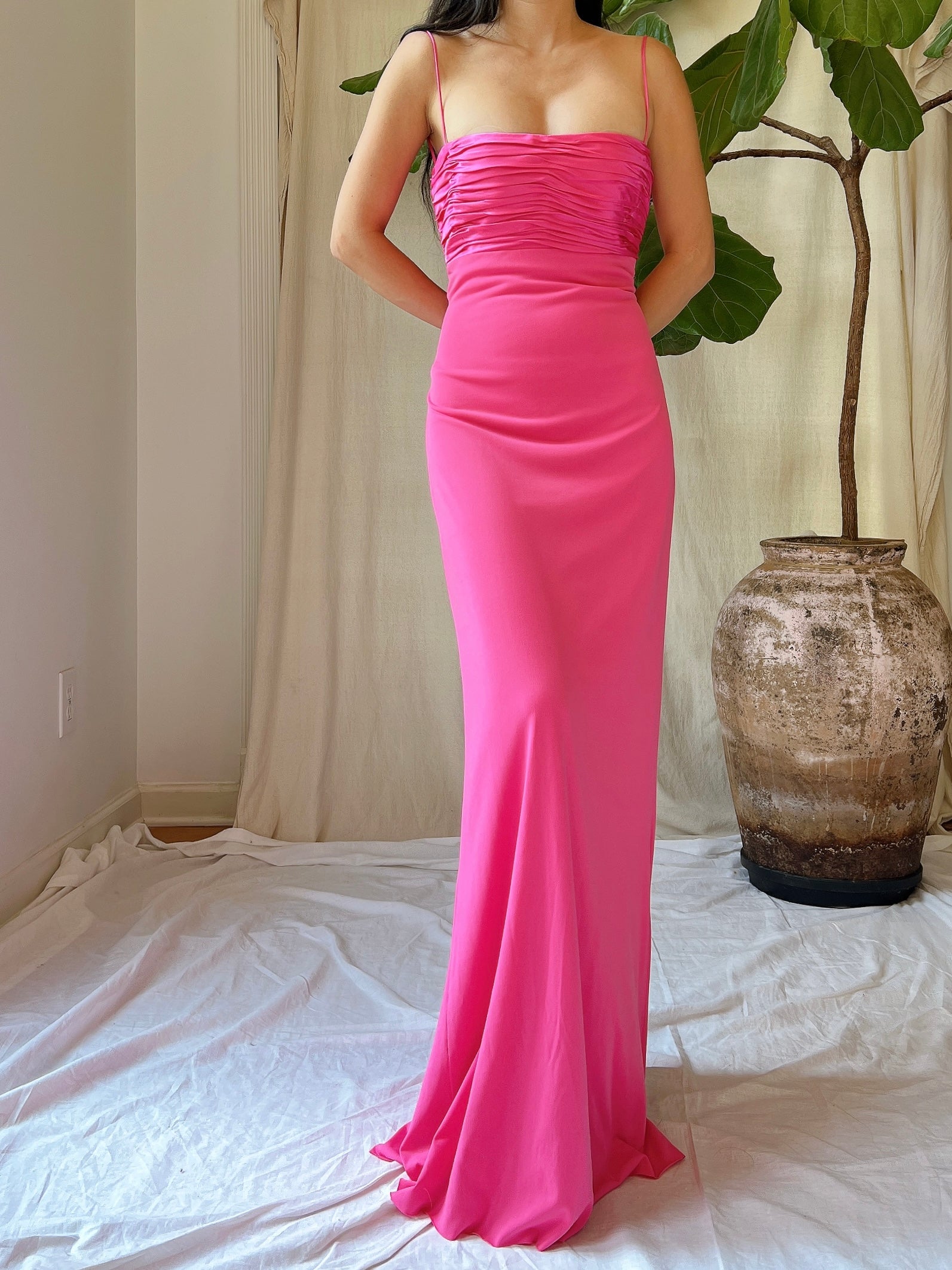 1990s Hot Pink Jersey Dress - XS/2