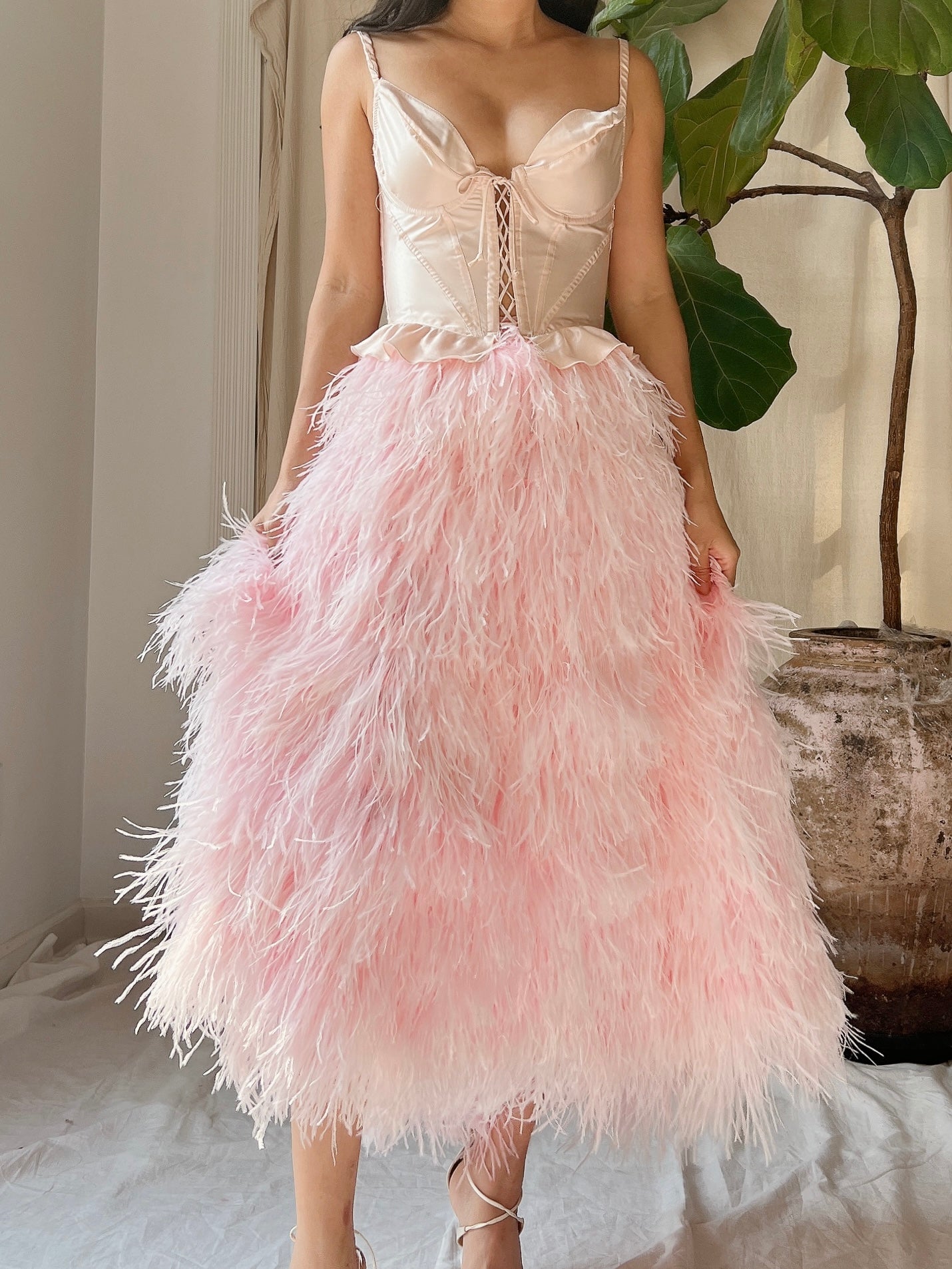 Soft Pink Feather Skirt - S-L | G O S S A M E R Soft Pink Feather Skirt - S-L | G O S S A M E R