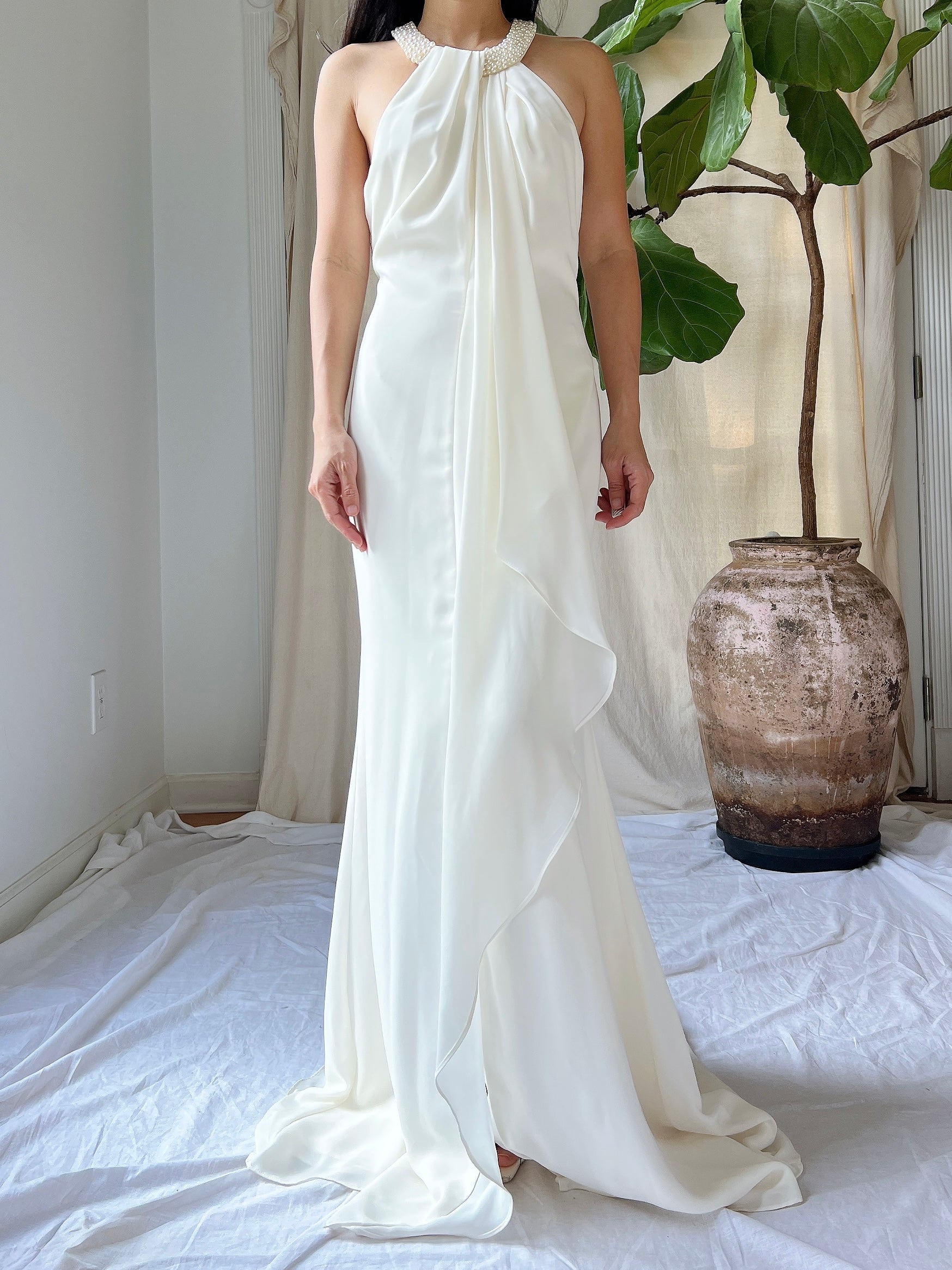 Vintage Rayon Draped Gown - S/M