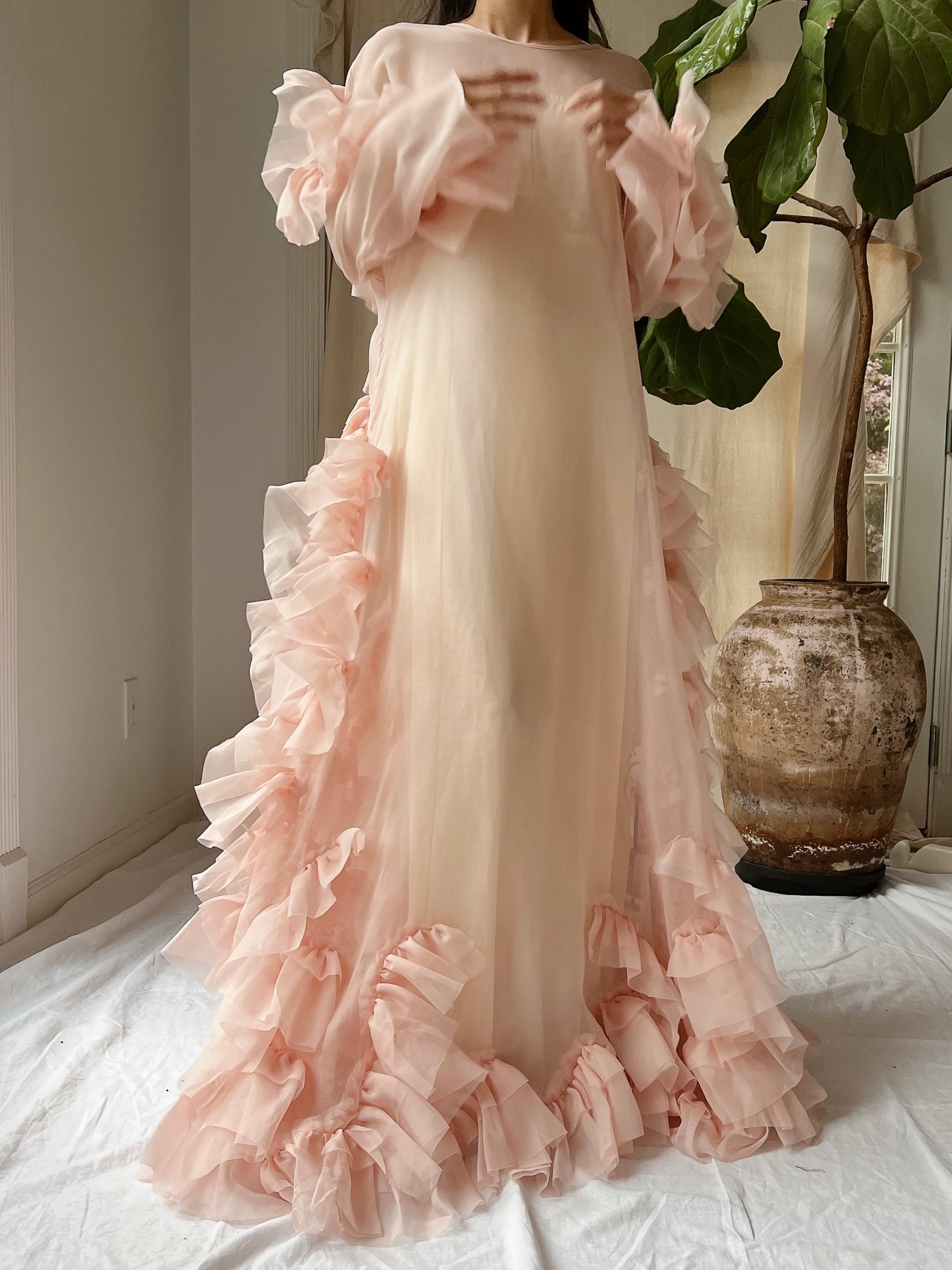 Organza Ruffle Silk Organza Ruffle Gown - M | G O S S A M E R