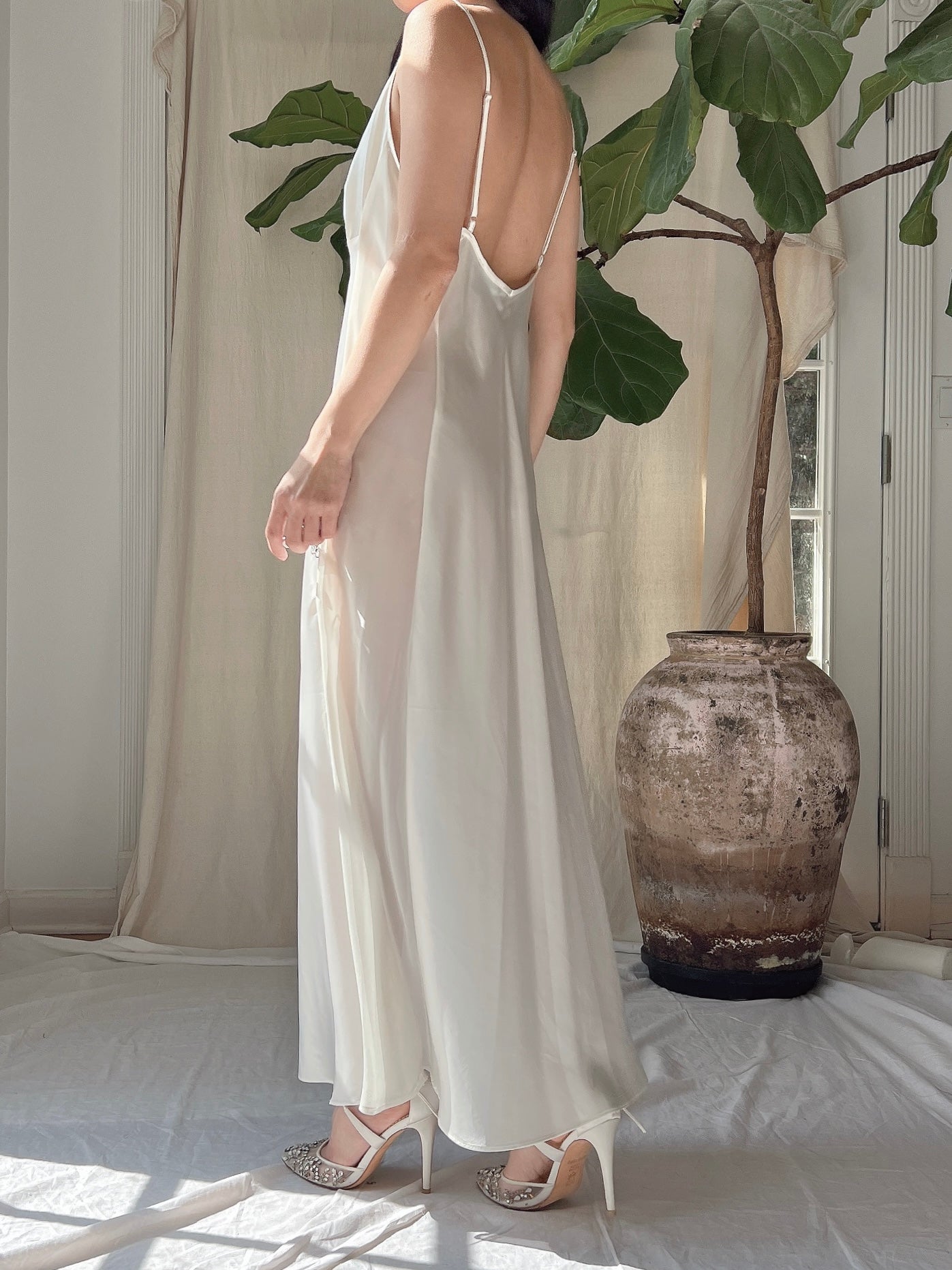 silk slip dress vintage 1990's Icy Blue Silk Slip Dress Eveliina Vintage