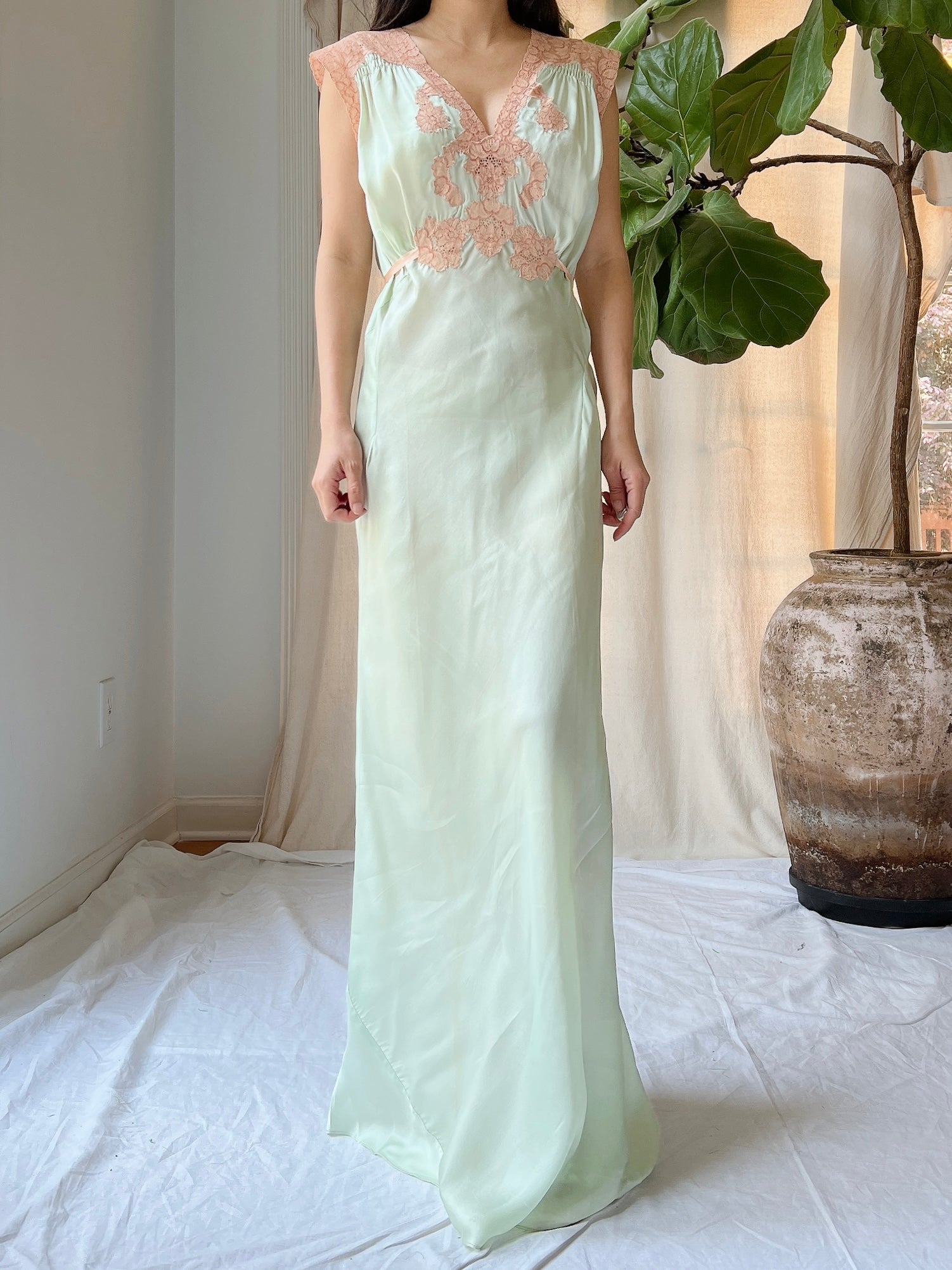 Rare 1930s Celadon Silk Gown - S/M | G O S S A M E R Rare 1930s Celadon Silk Gown - S/M | G O S S A M E R