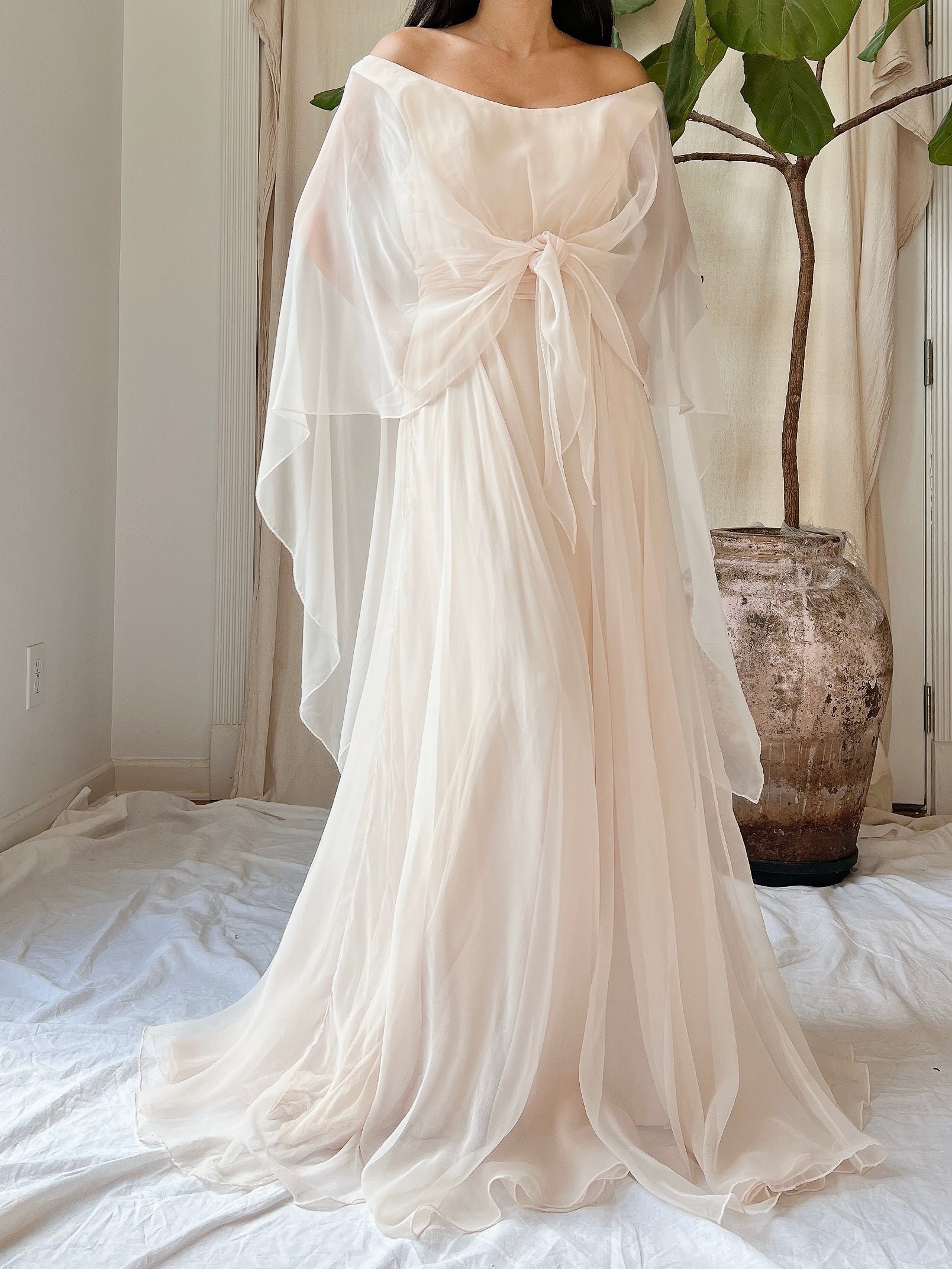 1960s Chiffon Cape Dress - S/M | G O S S A M E R 1960s Chiffon Cape Dress - S/M | G O S S A M E R