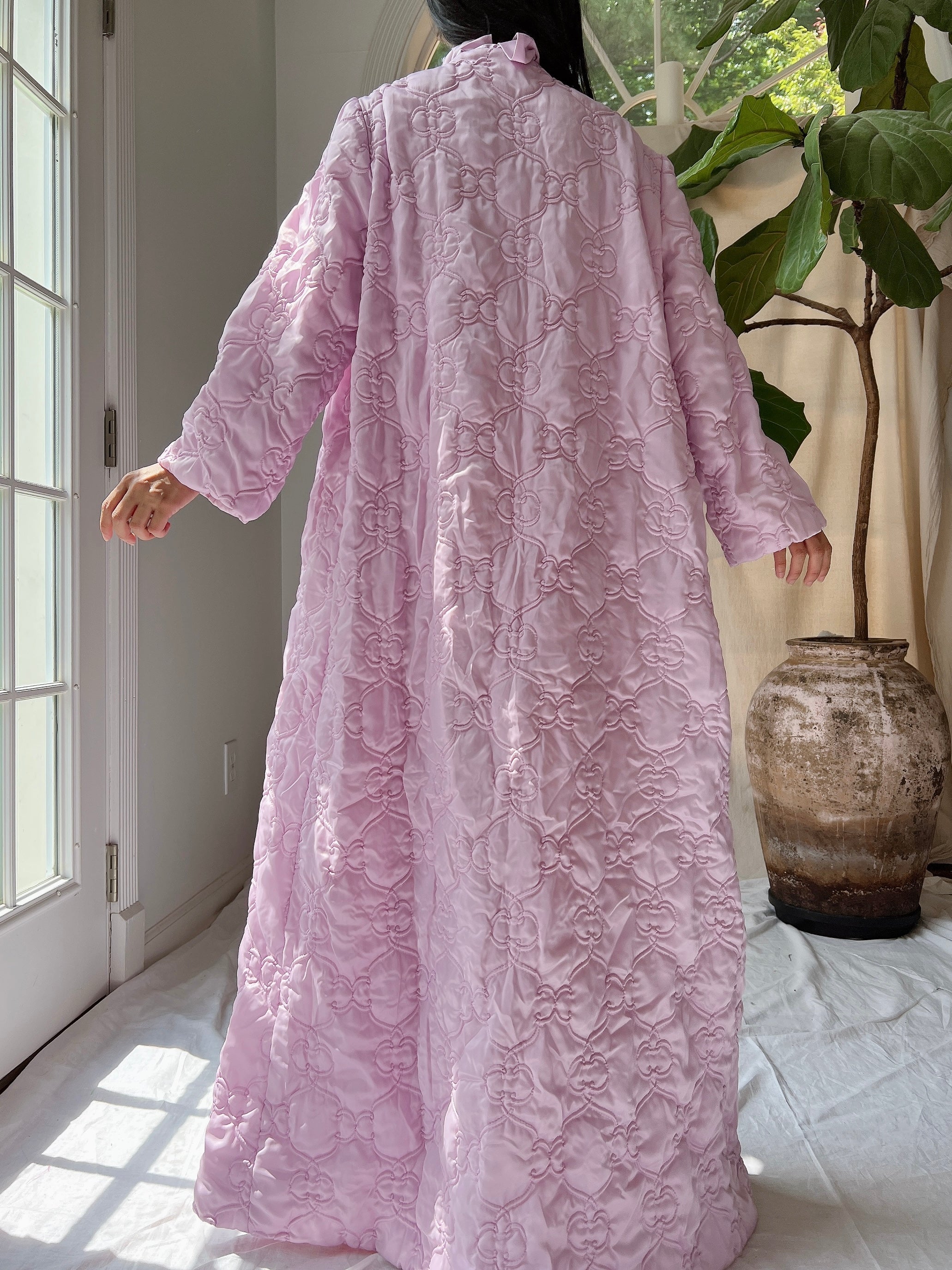 1960s Lilac Quilted Duster - OSFM