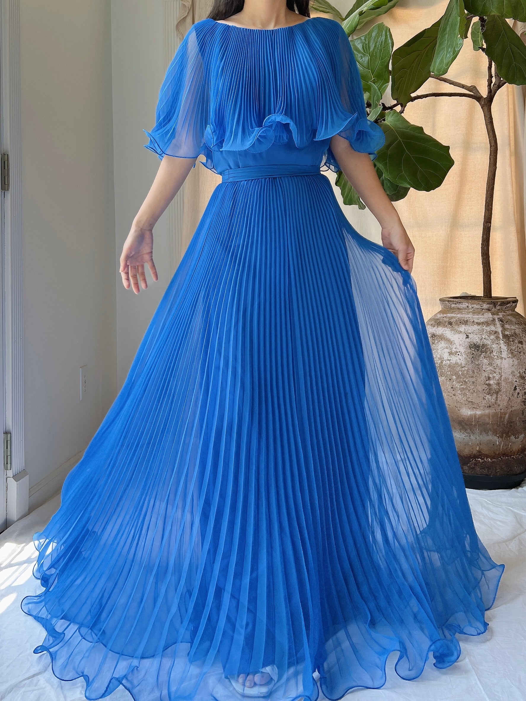 Vintage Chiffon Pleated Dress - S | G O S S A M E R Vintage Chiffon Pleated Dress - S | G O S S A M E R