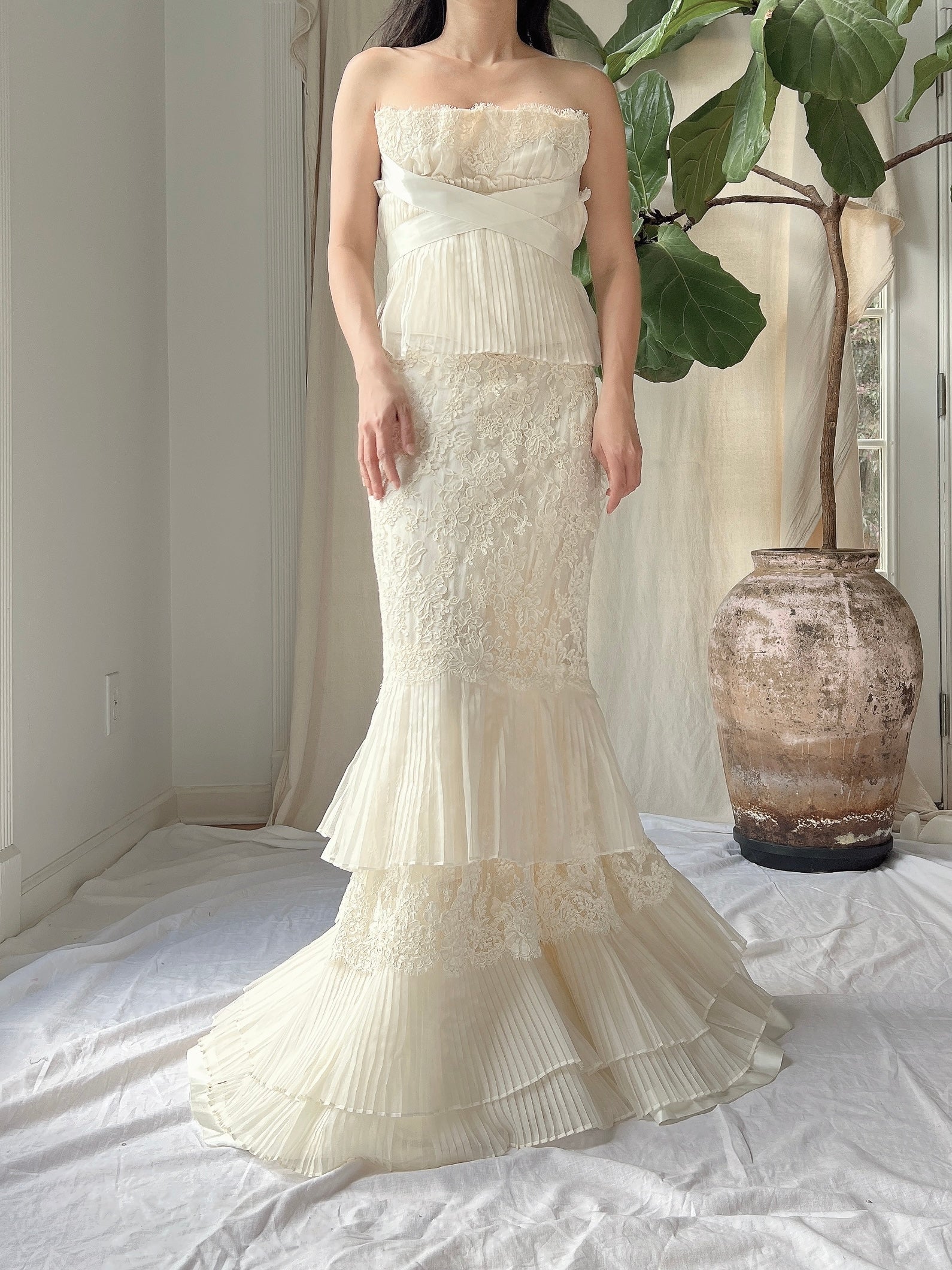 Vintage Silk Organza 2-Piece Lace Ensemble S