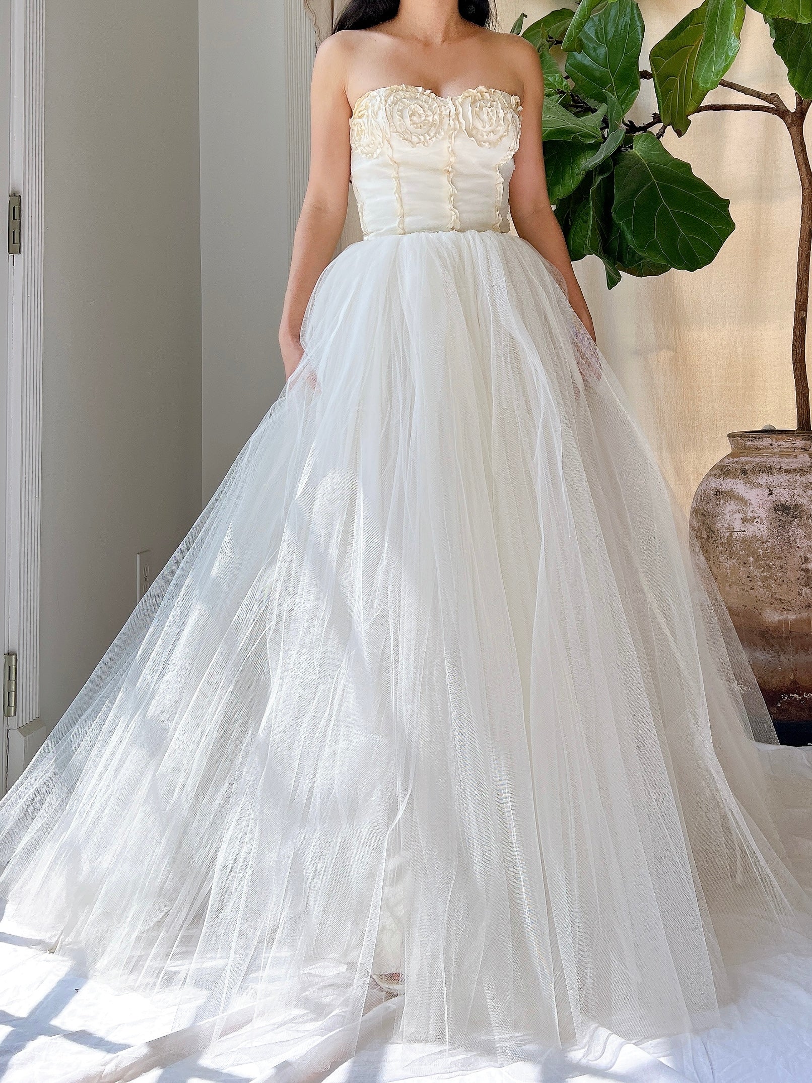 1950s Strapless Tulle Gown