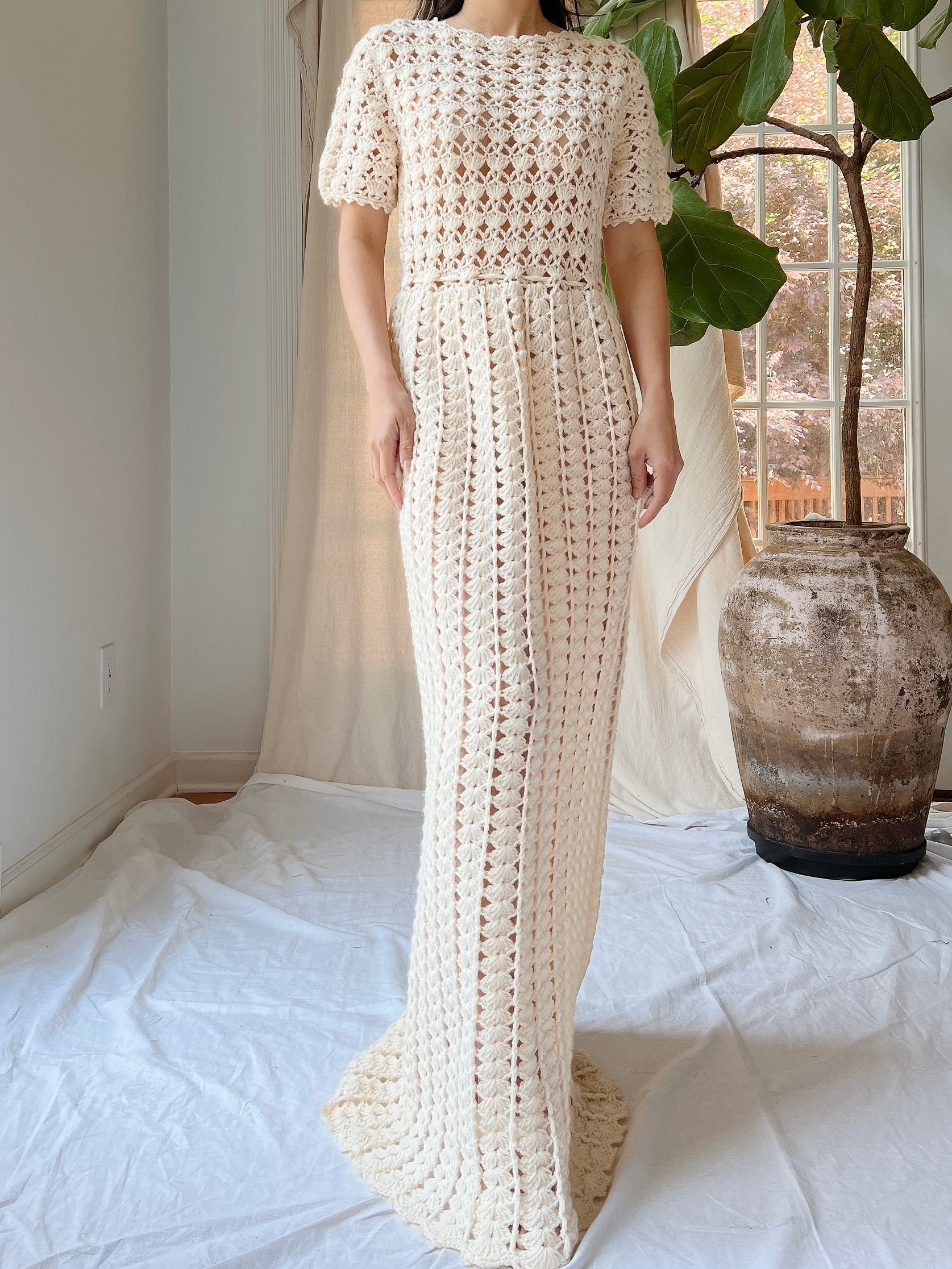 Vintage Crochet Dress - S-M