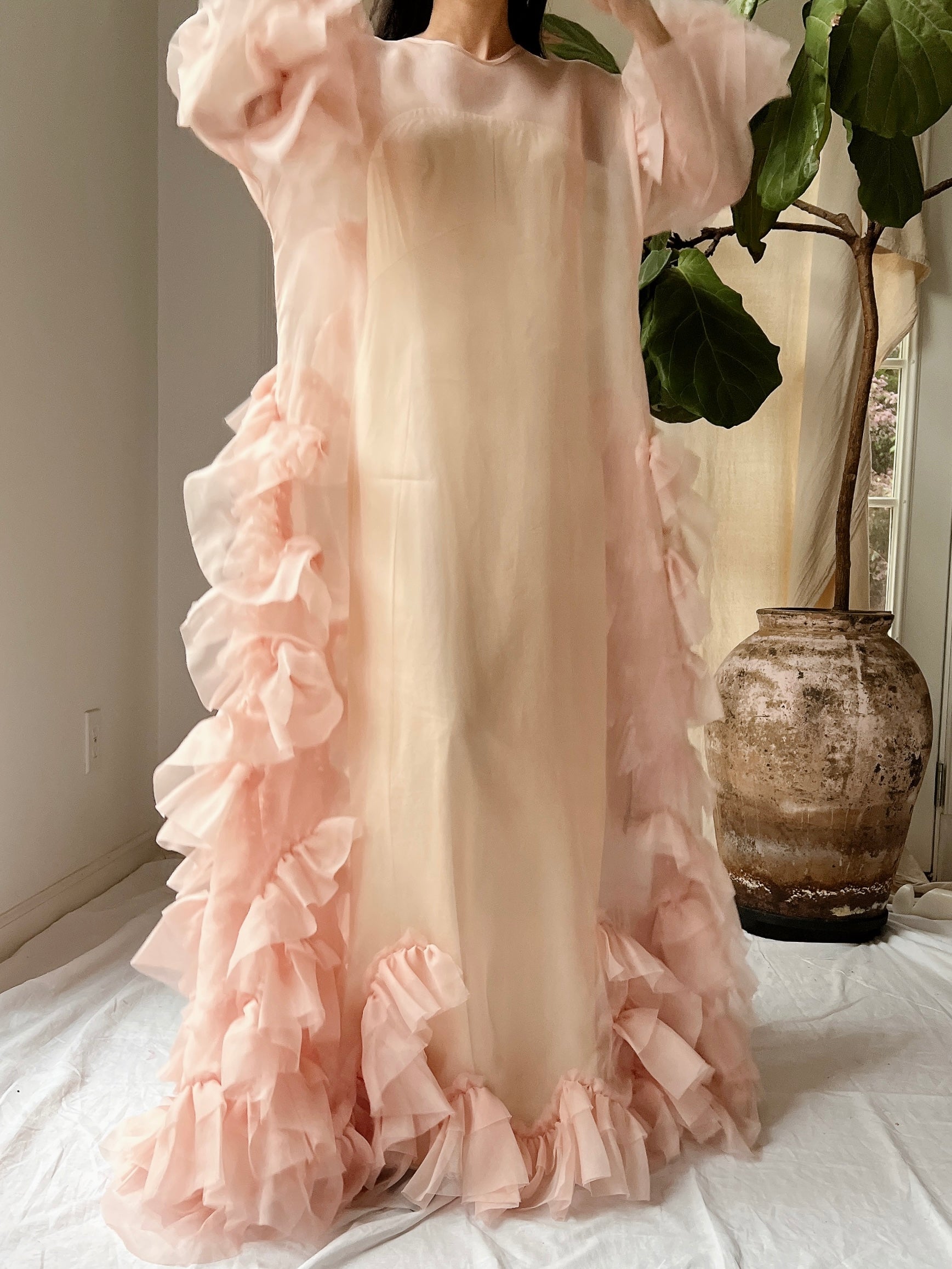 Organza Ruffle Silk Organza Ruffle Gown - M | G O S S A M E R