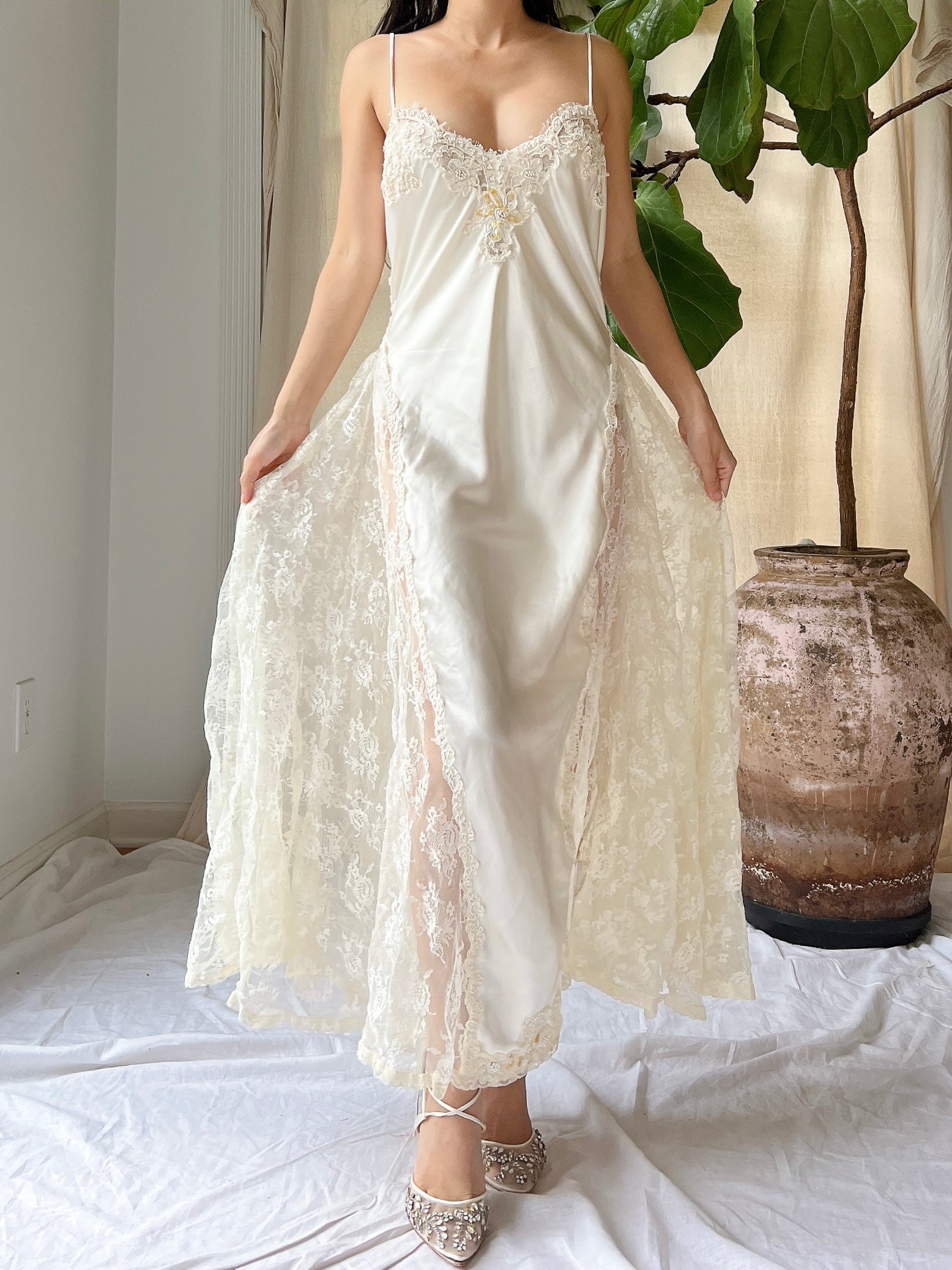 Vintage Satin Slip Dress M1