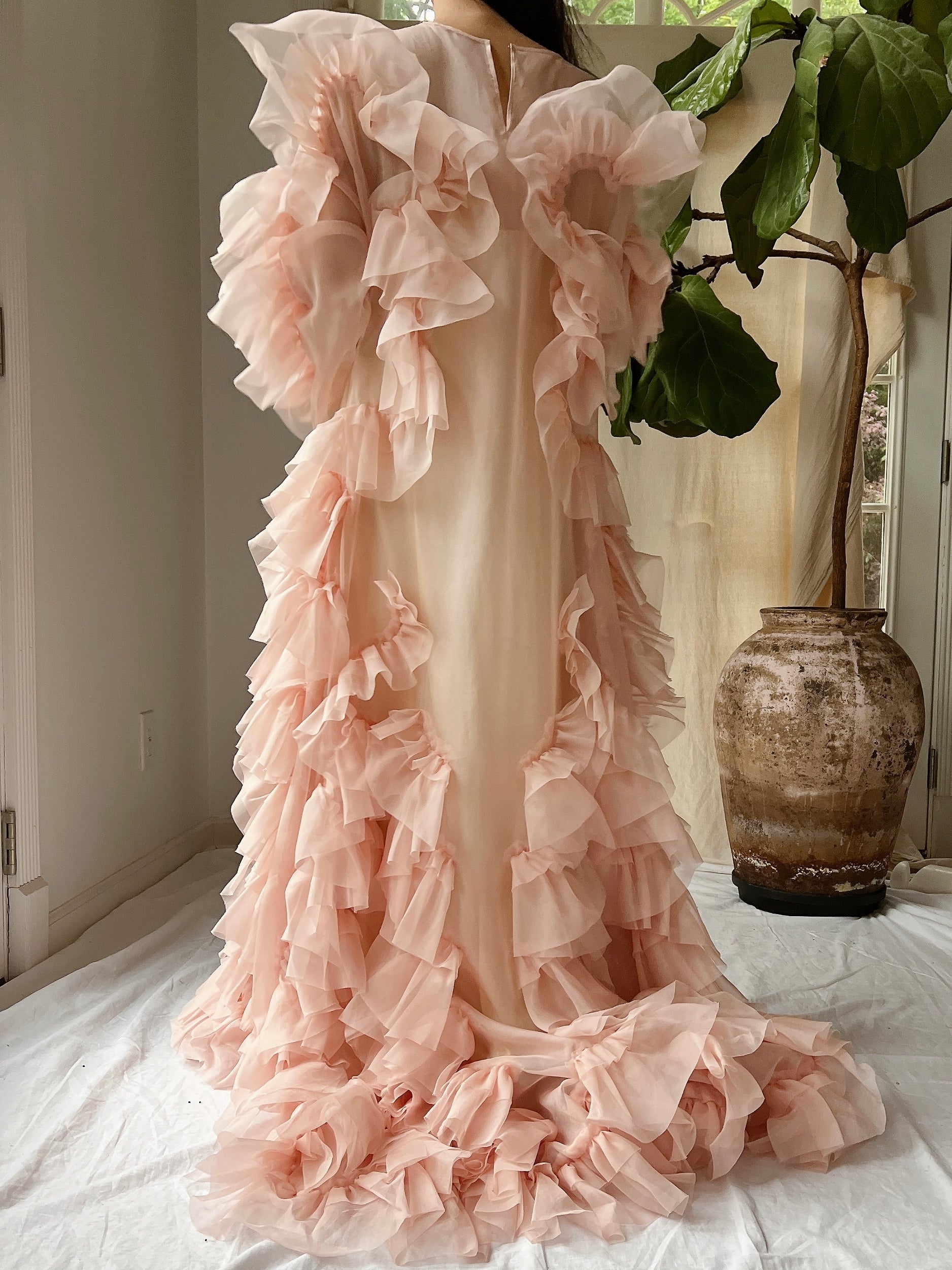 Silk Organza Ruffle Gown - M