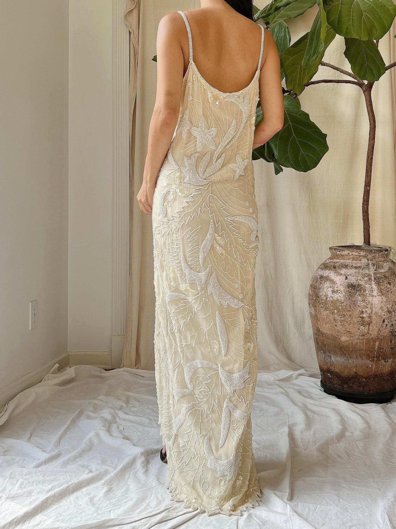 Vintage Stars Silk Beaded Hi-Low Dress - M | G O S S A M E R Vintage Stars Silk Beaded Hi-Low Dress - M | G O S S A M E R