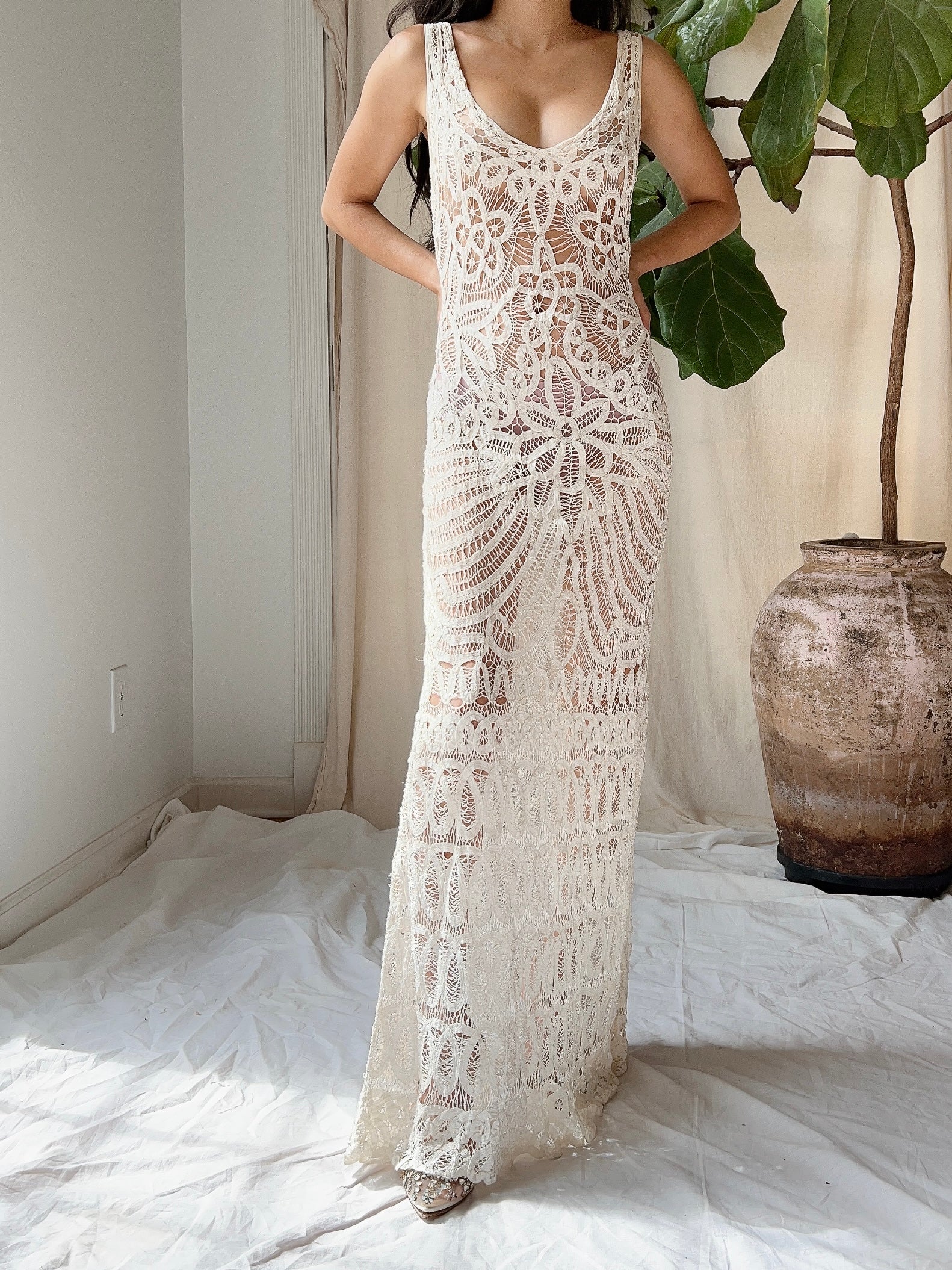 Handmade Crochet Wedding Dress/Cocktail Dress/ Party Dress