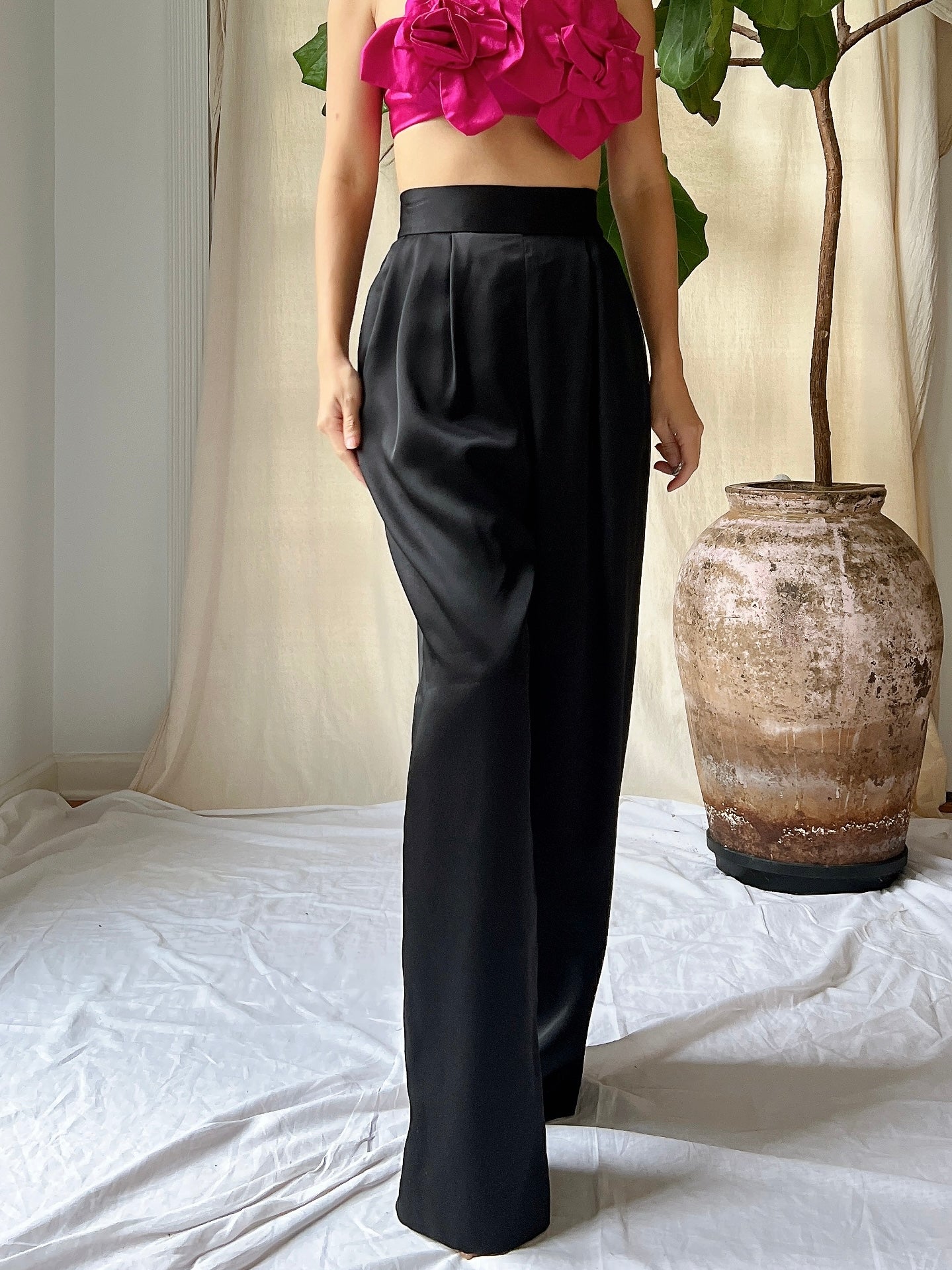 Trousers, Premium Satin High Waisted Trousers