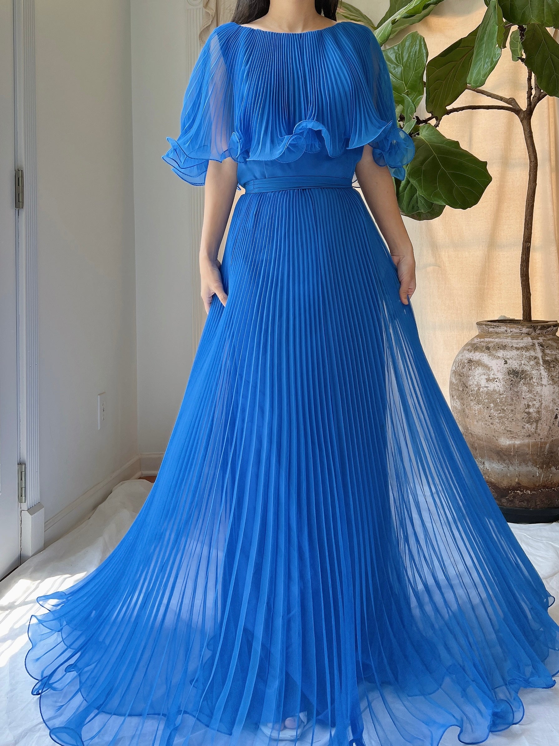 Vintage Chiffon Pleated Dress - S Vintage Chiffon Pleated Dress - S