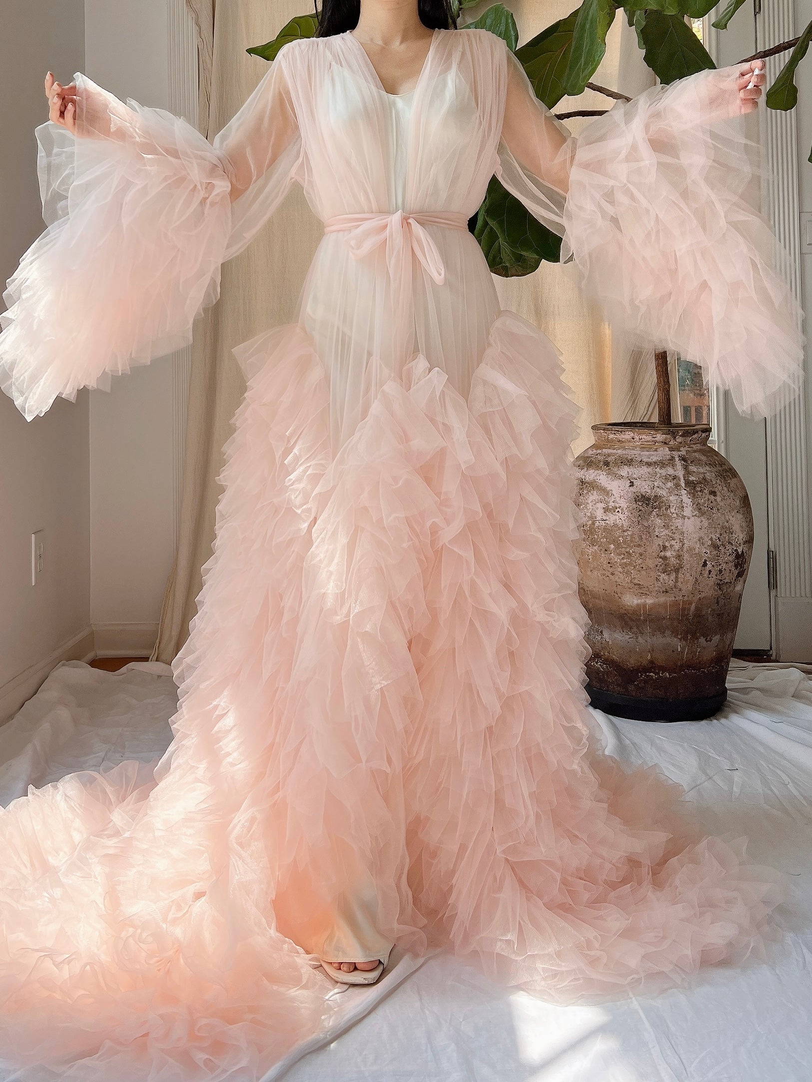 Tulle Ruffle Dressing Gown - OSFM