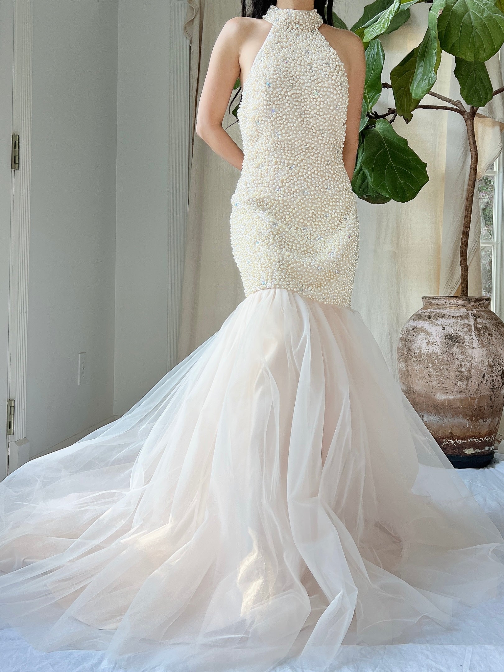 Vintage Pearl Beaded Mermaid Dress - M | G O S S A M E R Vintage Pearl Beaded Mermaid Dress - M | G O S S A M E R
