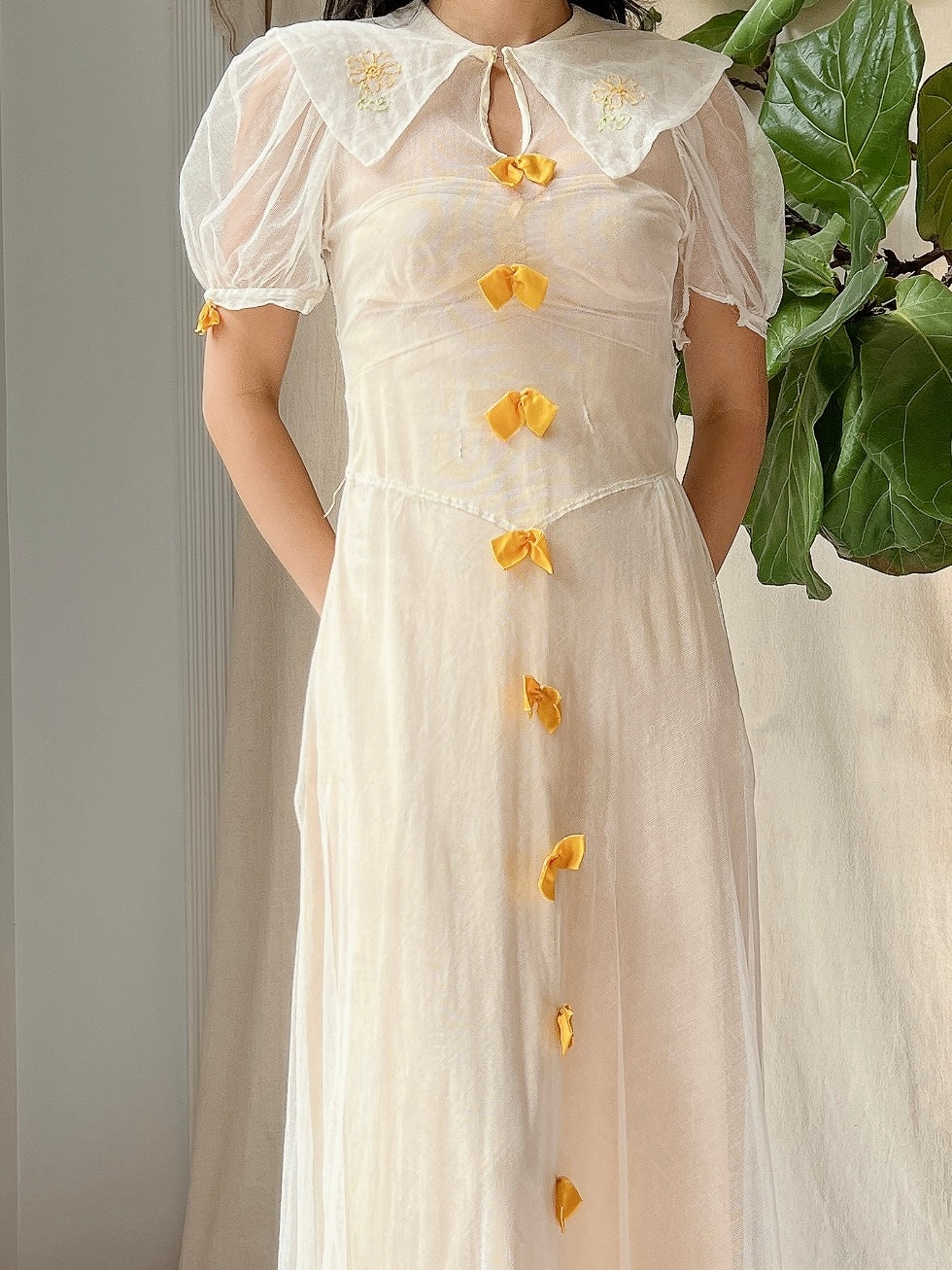 1930s Tulle Bow Dress - XS